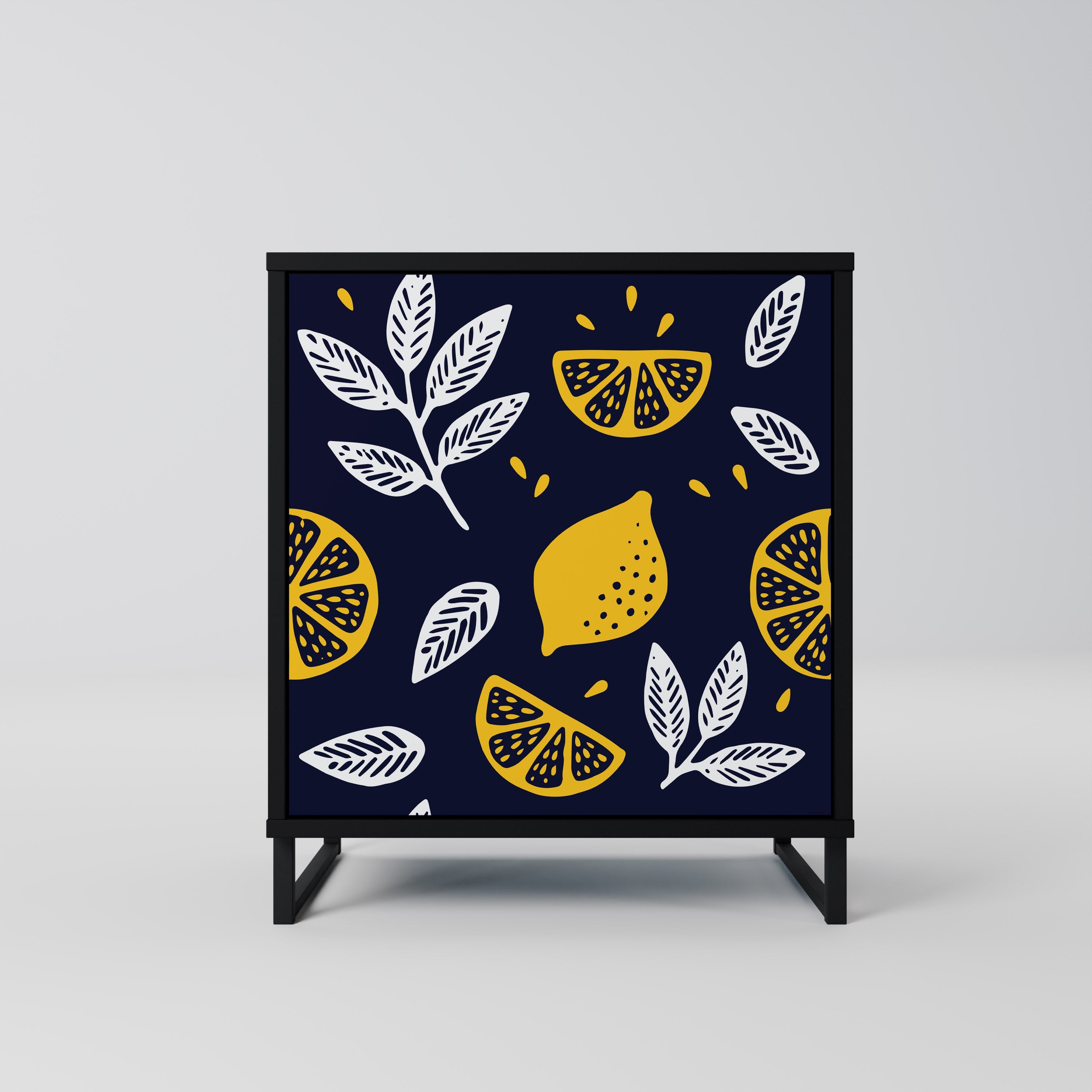 CITRUS BLACK AND WHITE Aparador de 1 Porta em Acabamento Preto