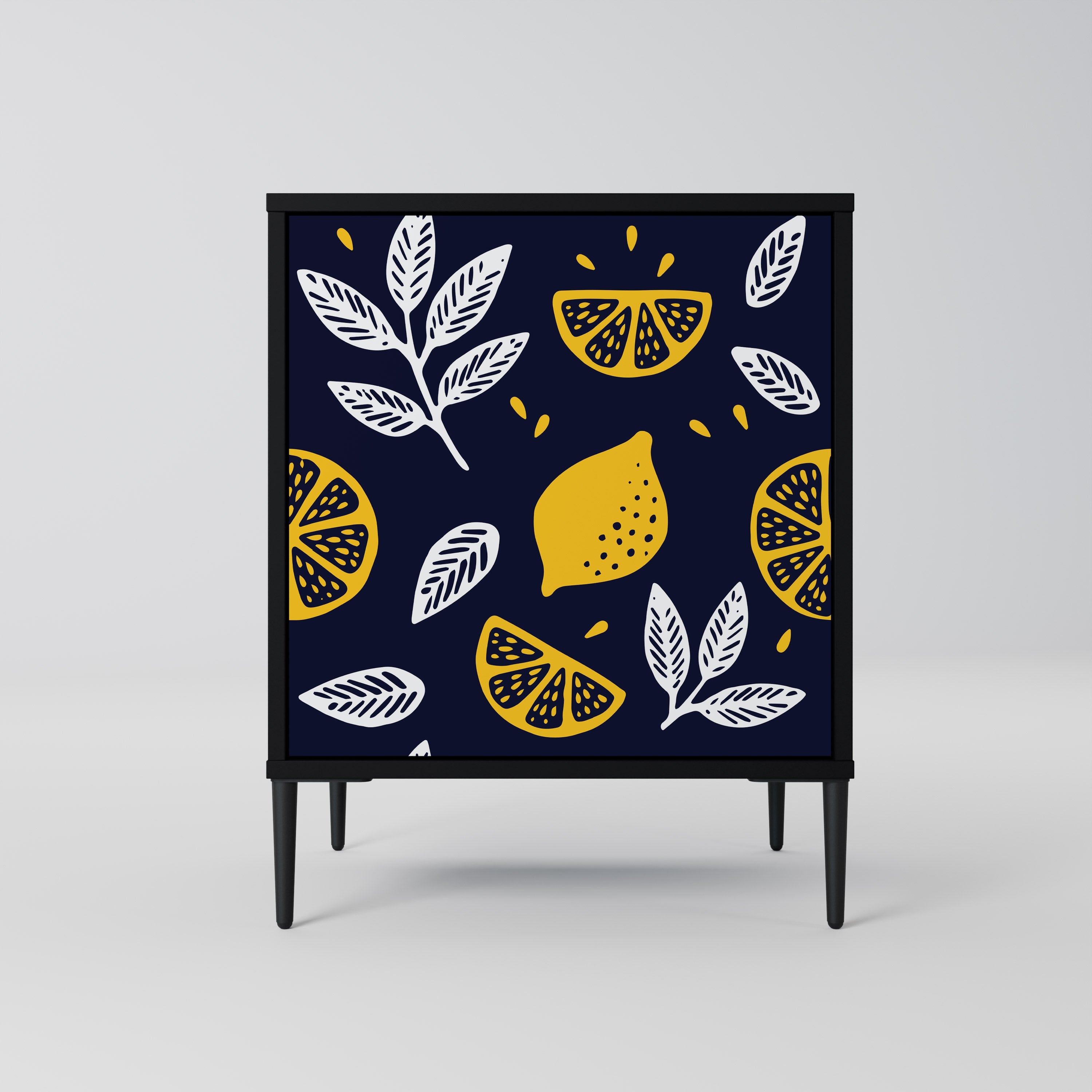 CITRUS BLACK AND WHITE Aparador de 1 Porta em Acabamento Preto