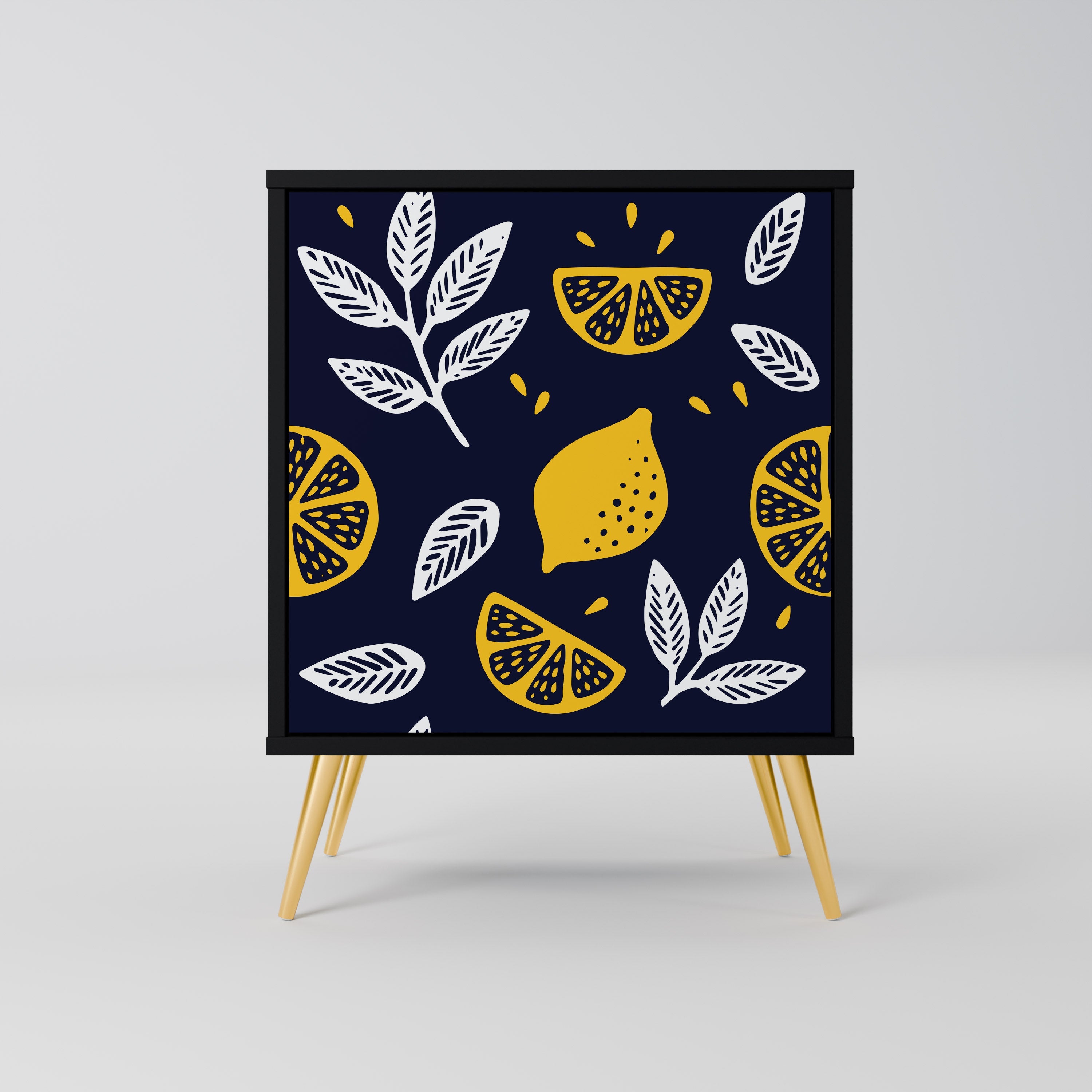 CITRUS BLACK AND WHITE Aparador de 1 Porta em Acabamento Preto