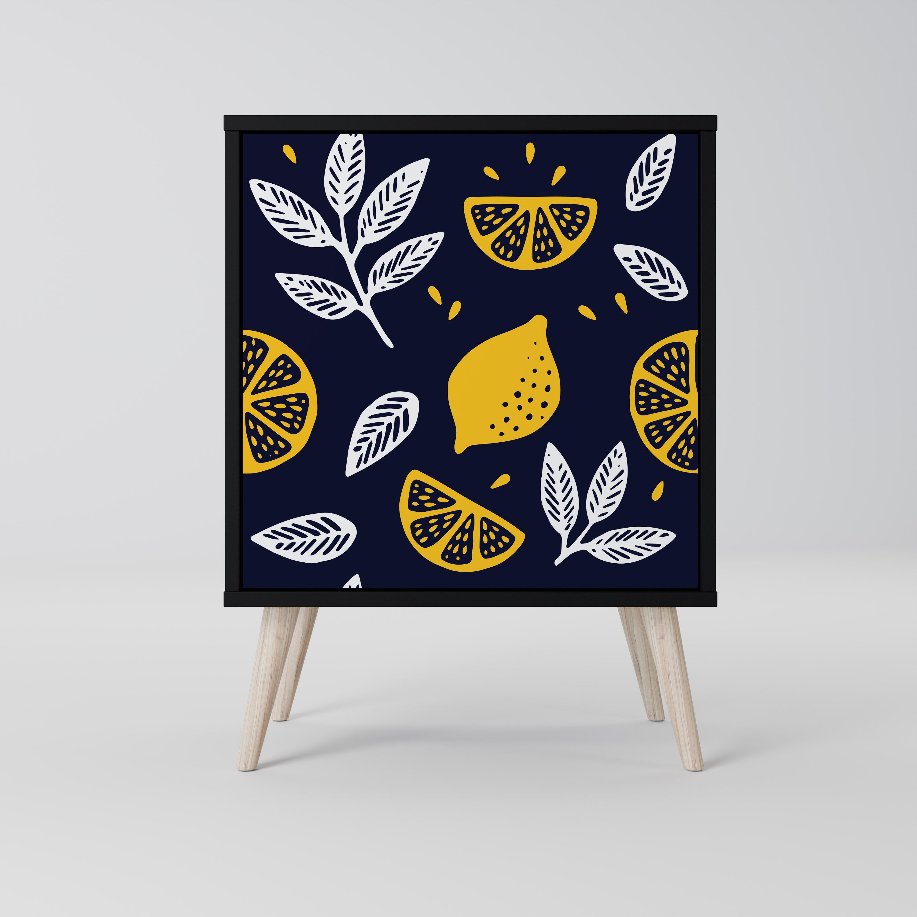 CITRUS BLACK AND WHITE Aparador de 1 Porta em Acabamento Preto