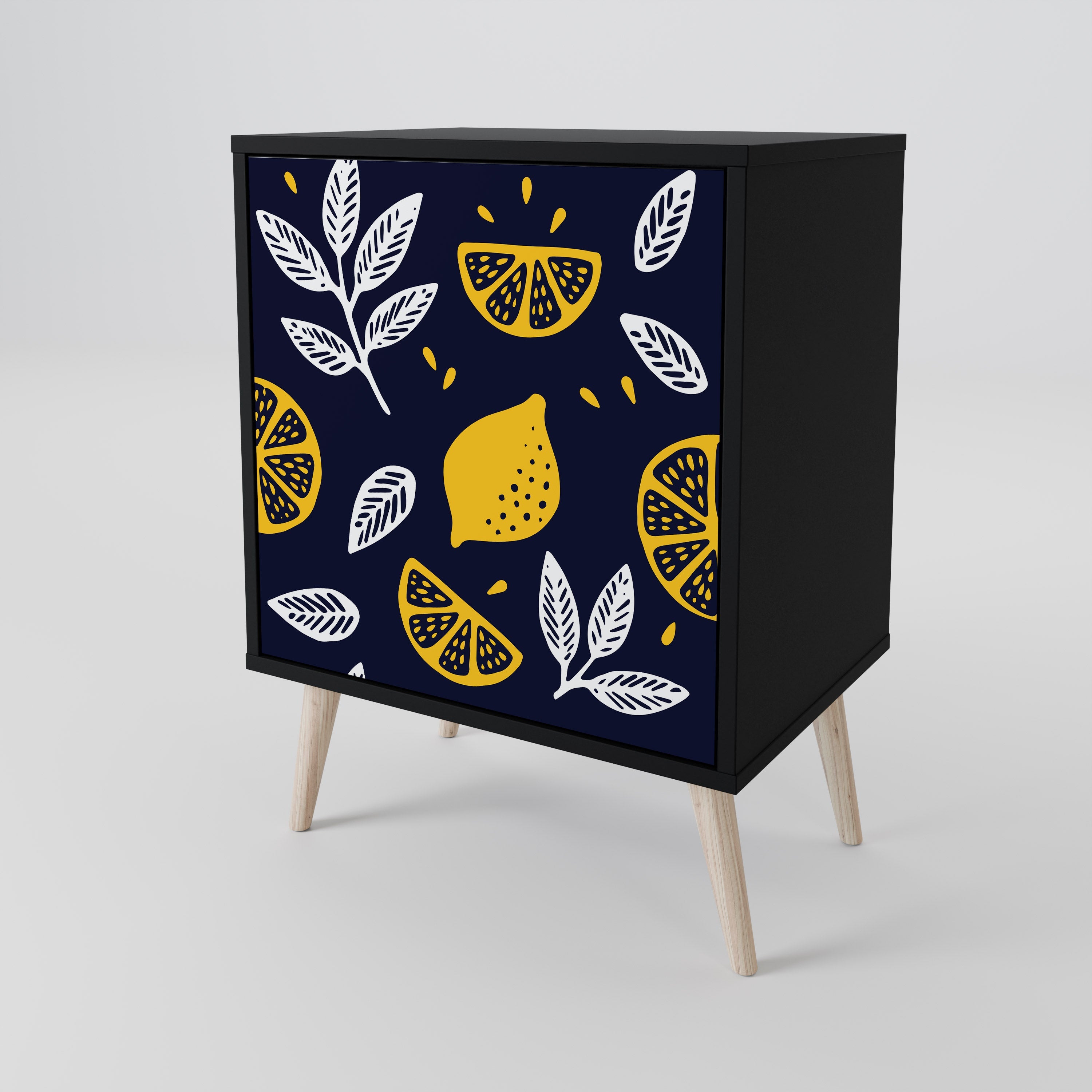 CITRUS BLACK AND WHITE 1-Door Sideboard in Black Finish