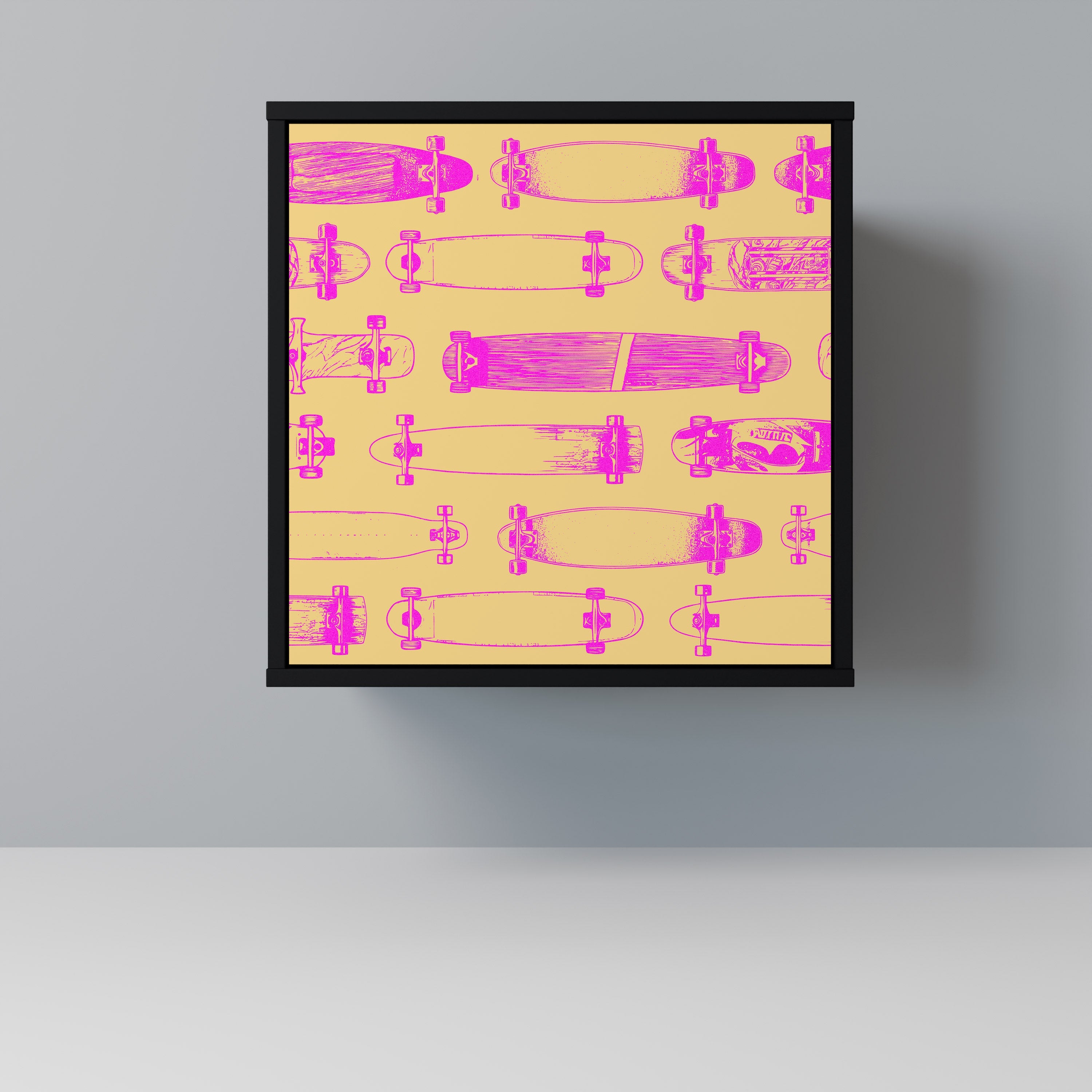 SKATEBOARD ARTISTRY Aparador de 1 Porta em Acabamento Preto