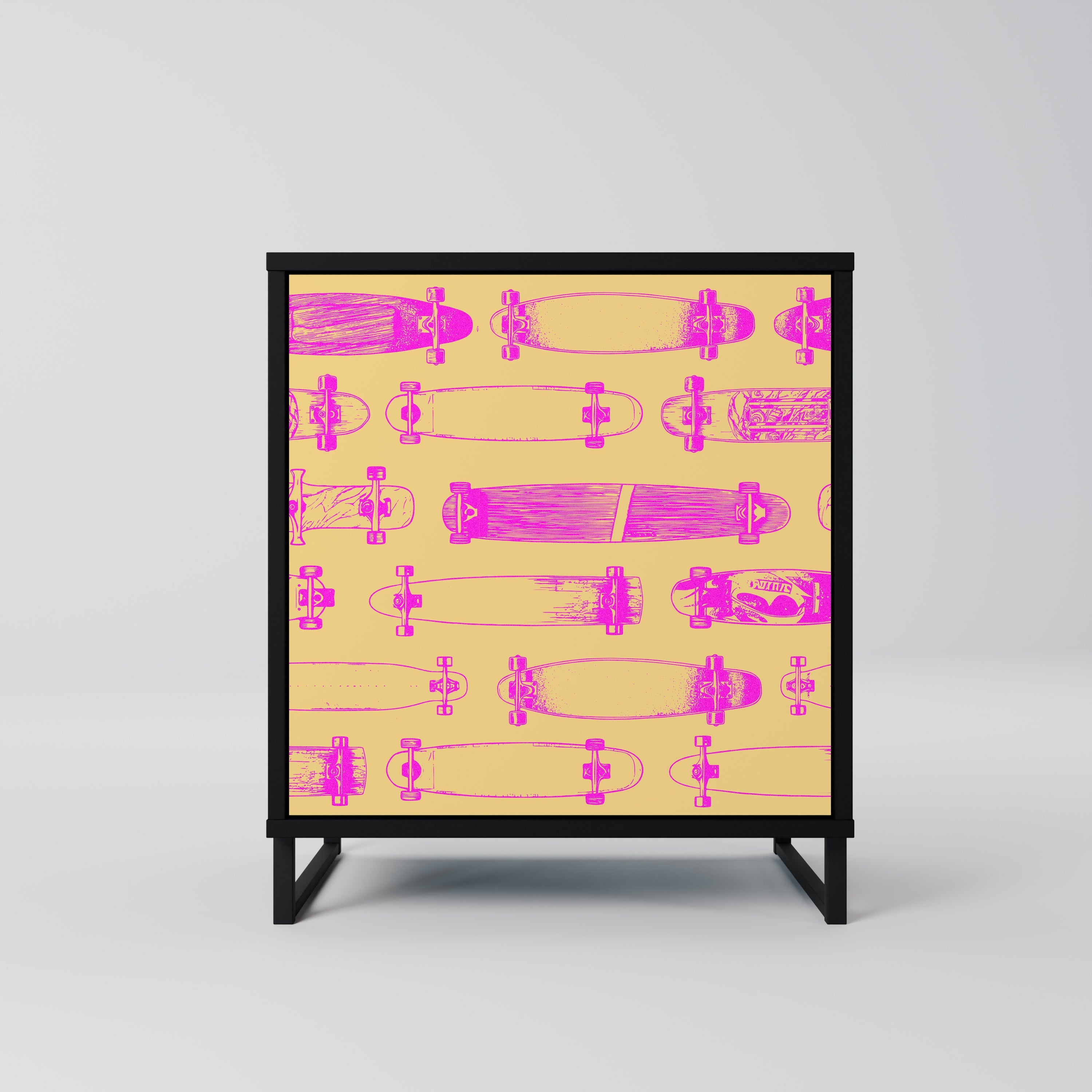 SKATEBOARD ARTISTRY Aparador de 1 Porta em Acabamento Preto