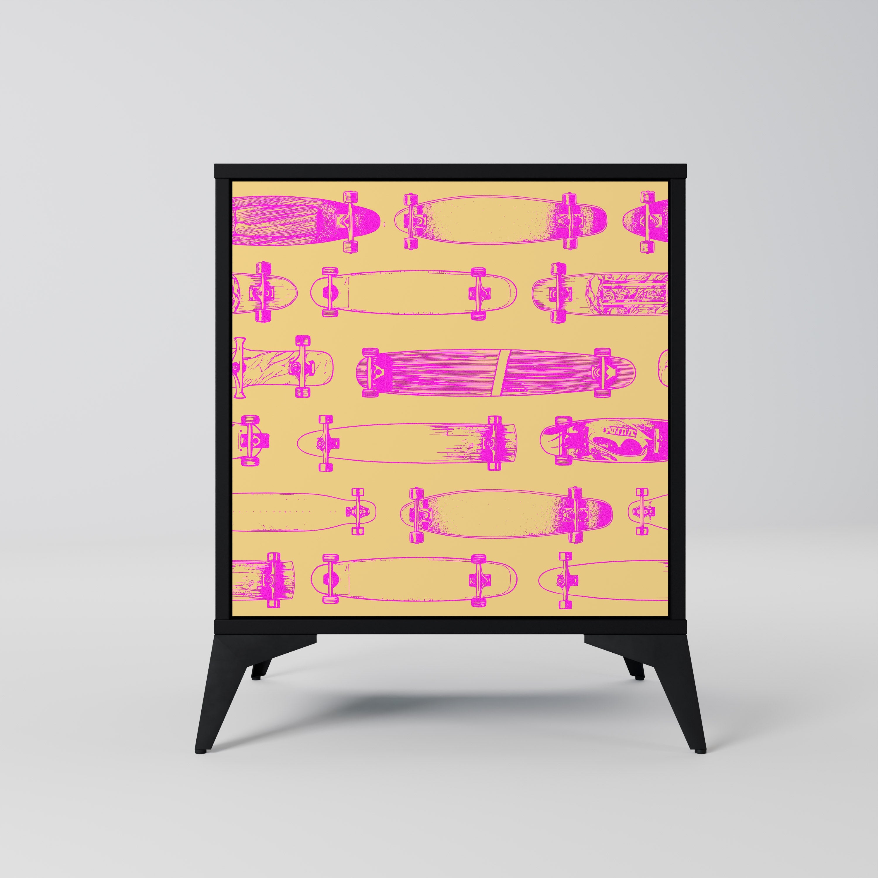 SKATEBOARD ARTISTRY Aparador de 1 Porta em Acabamento Preto