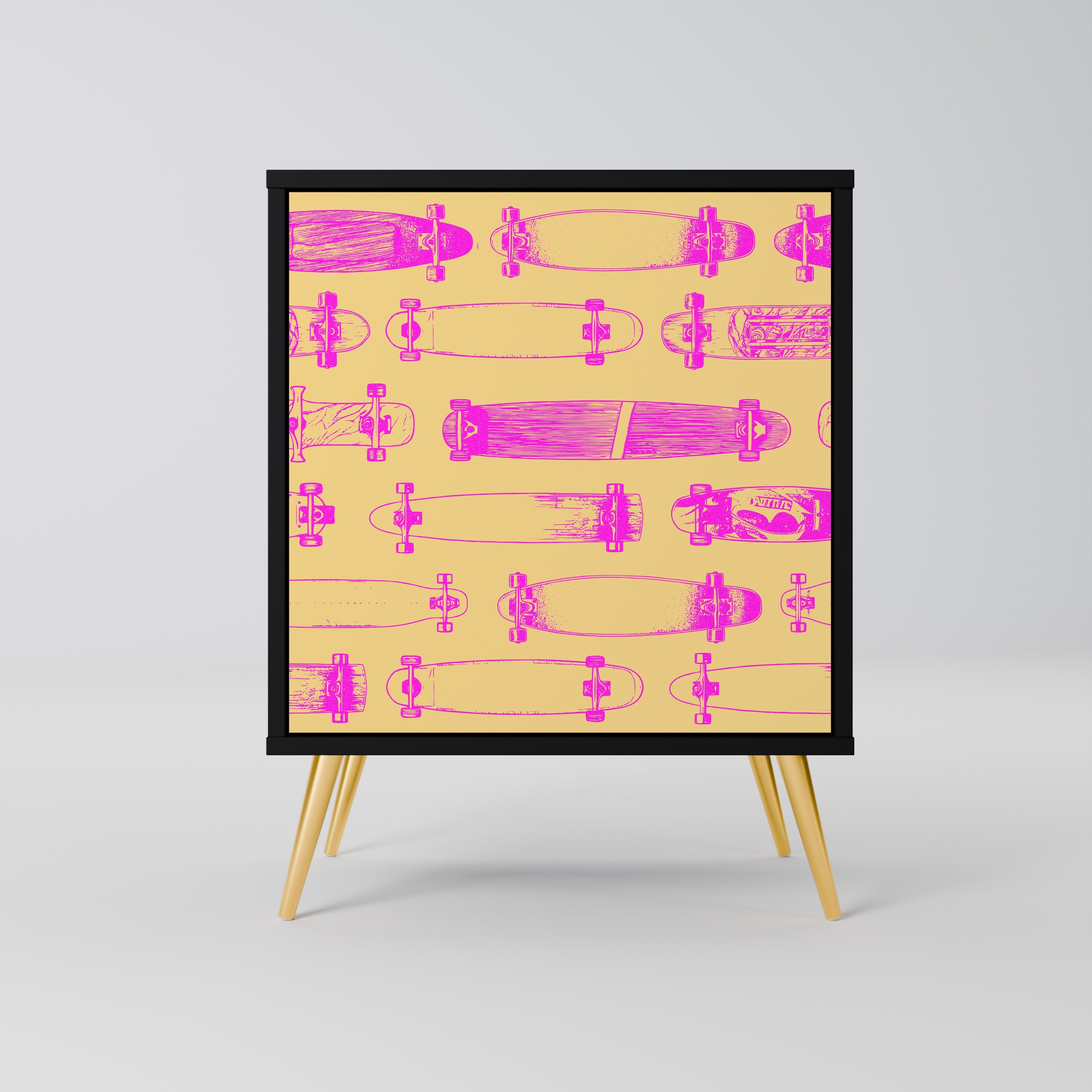 SKATEBOARD ARTISTRY Aparador de 1 Porta em Acabamento Preto