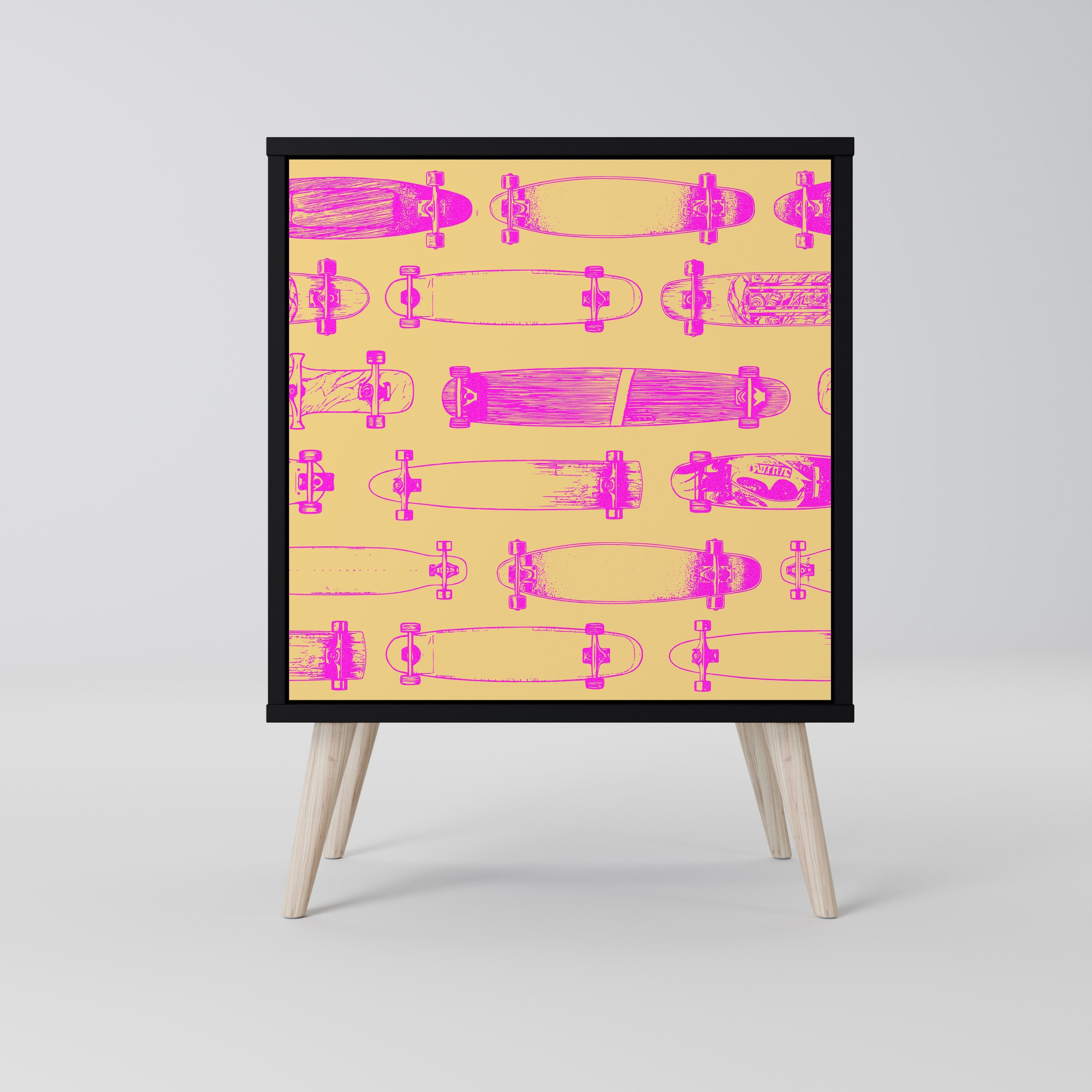 SKATEBOARD ARTISTRY Aparador de 1 Porta em Acabamento Preto