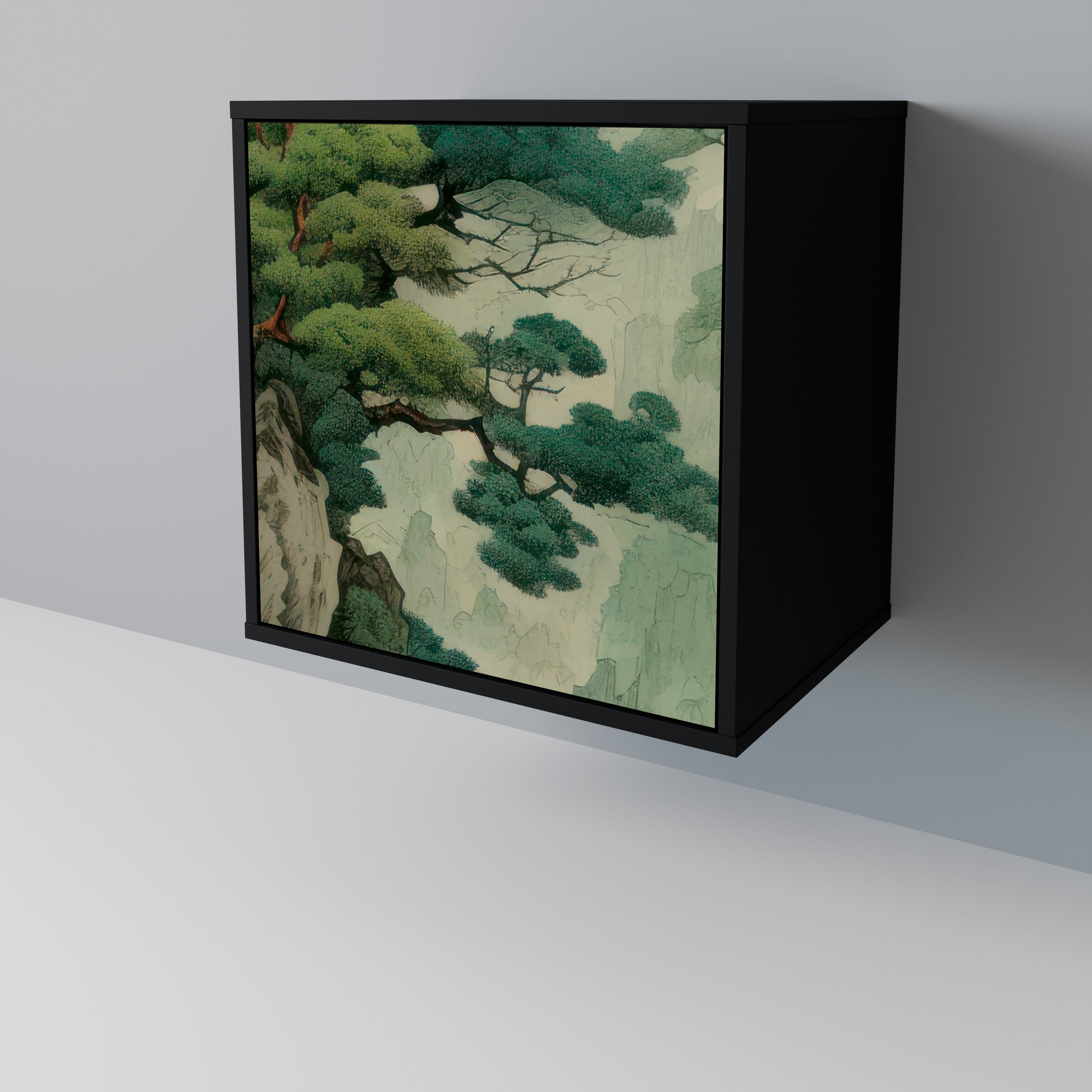 VERDURE ABYSS Aparador de 1 Porta em Acabamento Preto