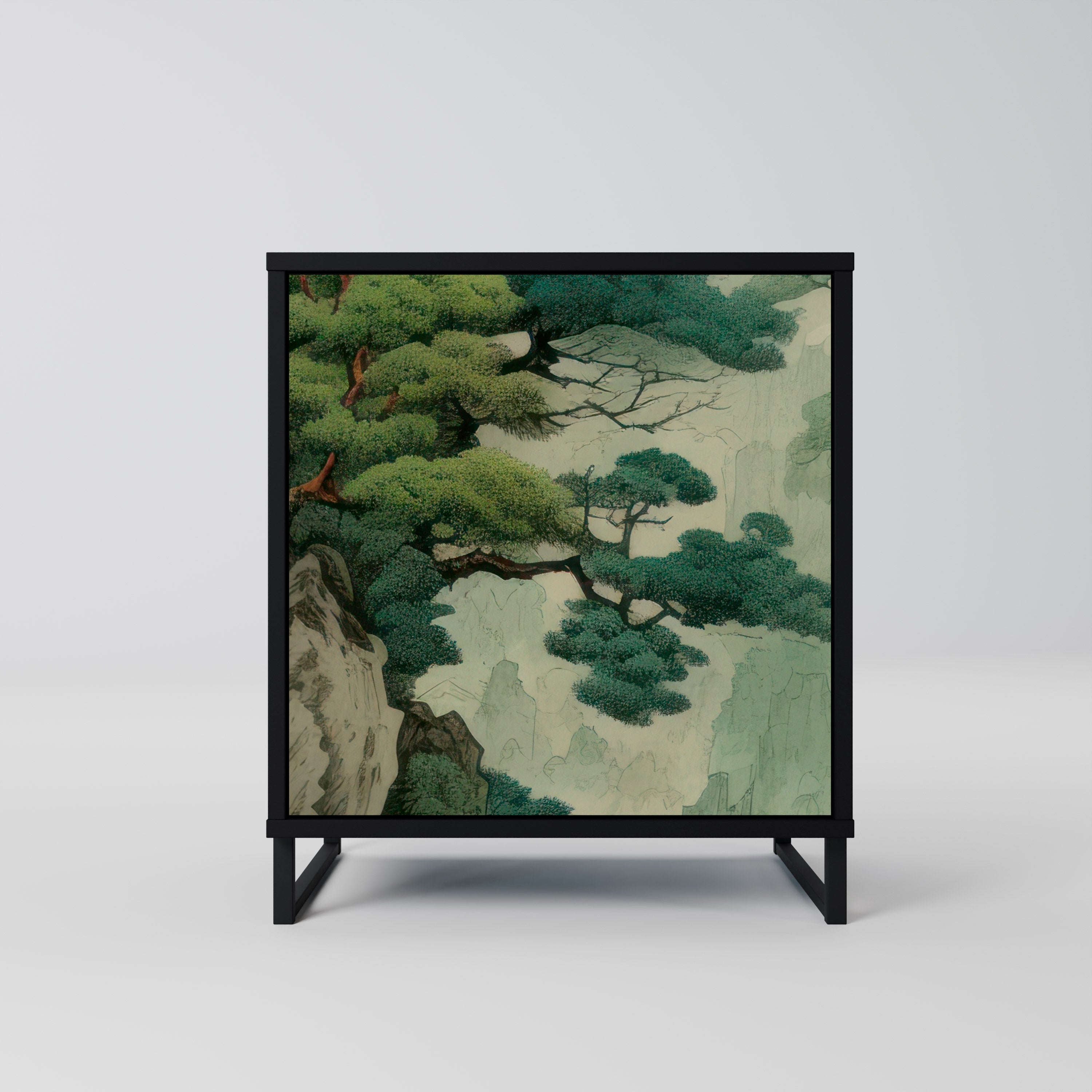 VERDURE ABYSS Aparador de 1 Porta em Acabamento Preto