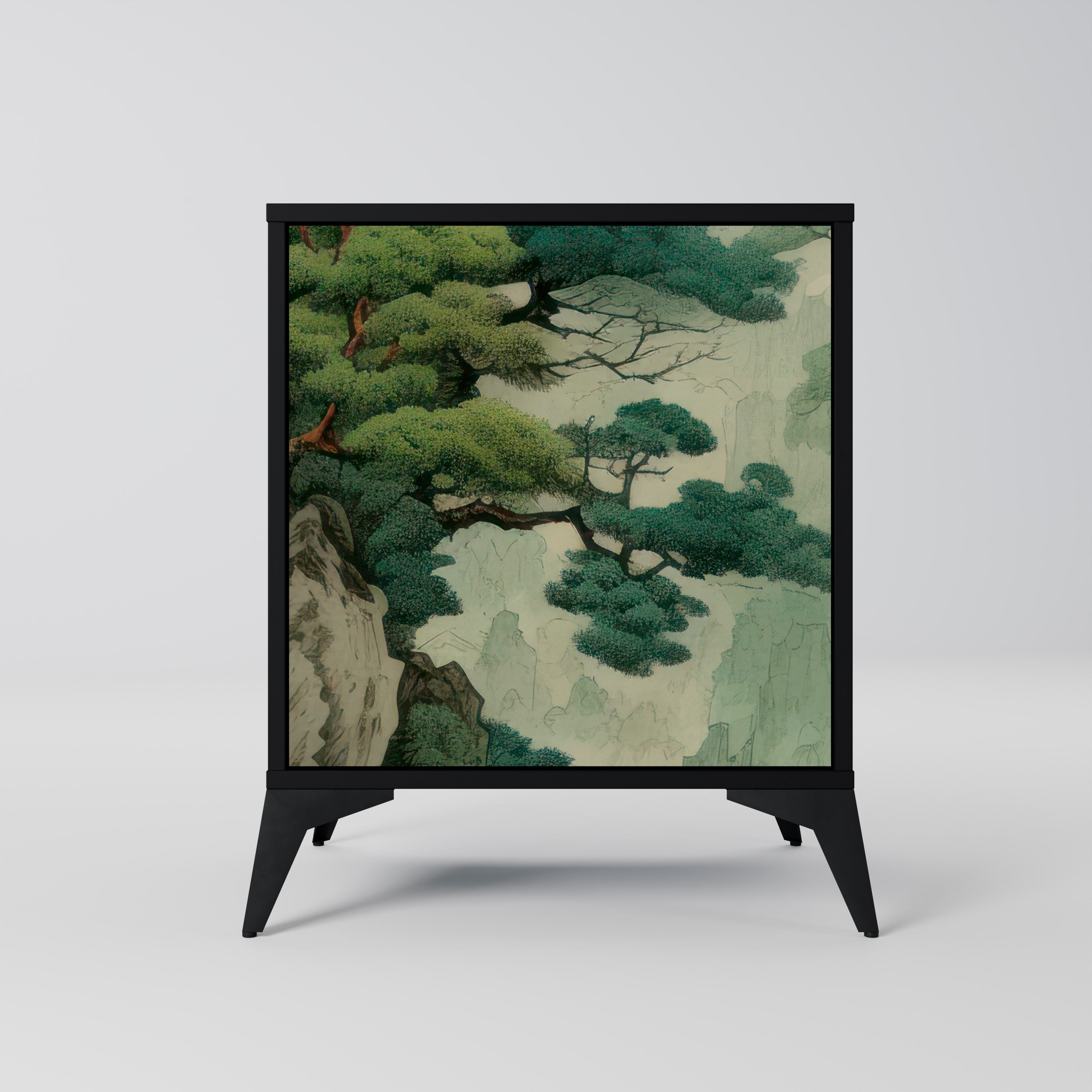 VERDURE ABYSS Aparador de 1 Porta em Acabamento Preto