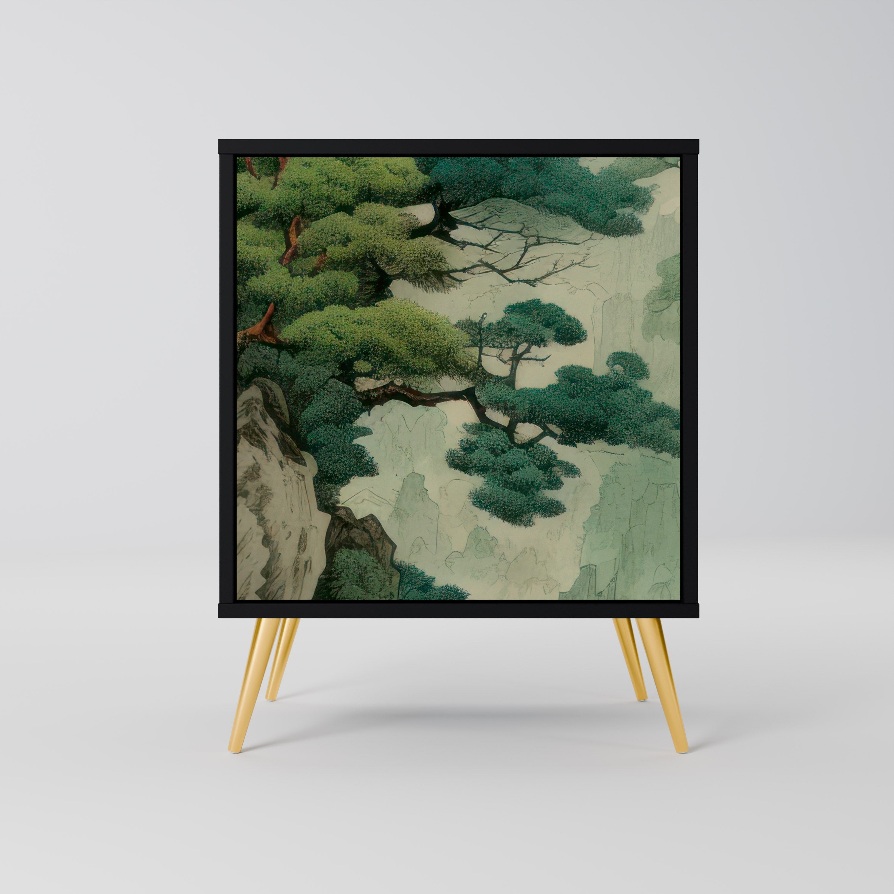 VERDURE ABYSS Aparador de 1 Porta em Acabamento Preto