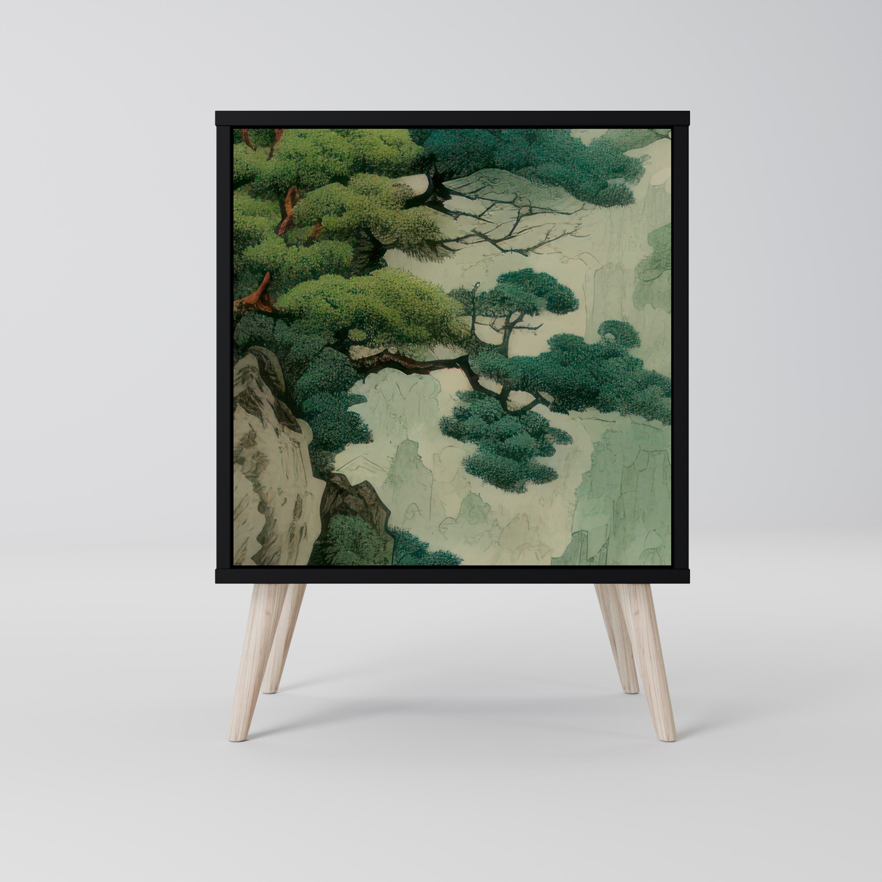 VERDURE ABYSS Aparador de 1 Porta em Acabamento Preto