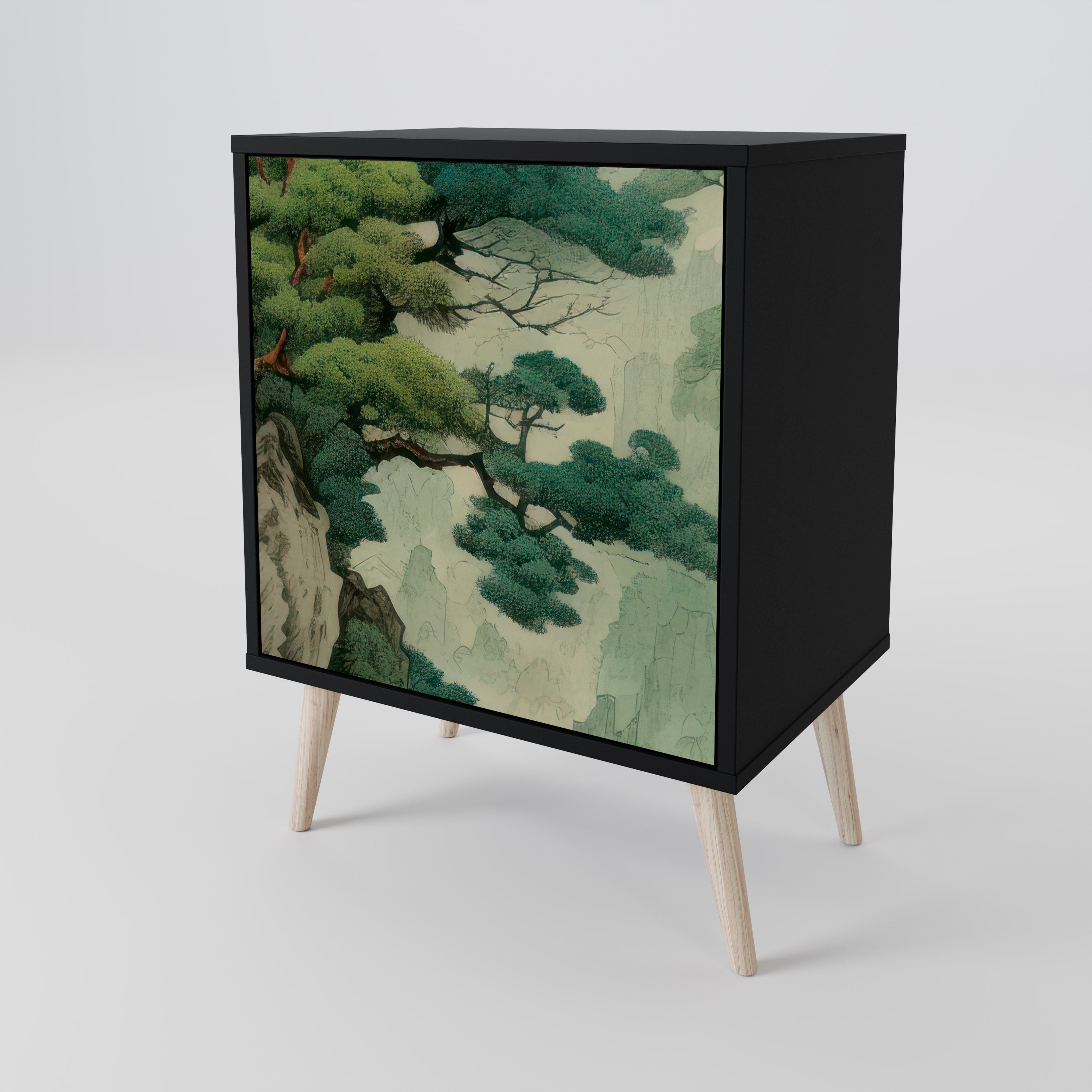 VERDURE ABYSS Aparador de 1 Porta em Acabamento Preto