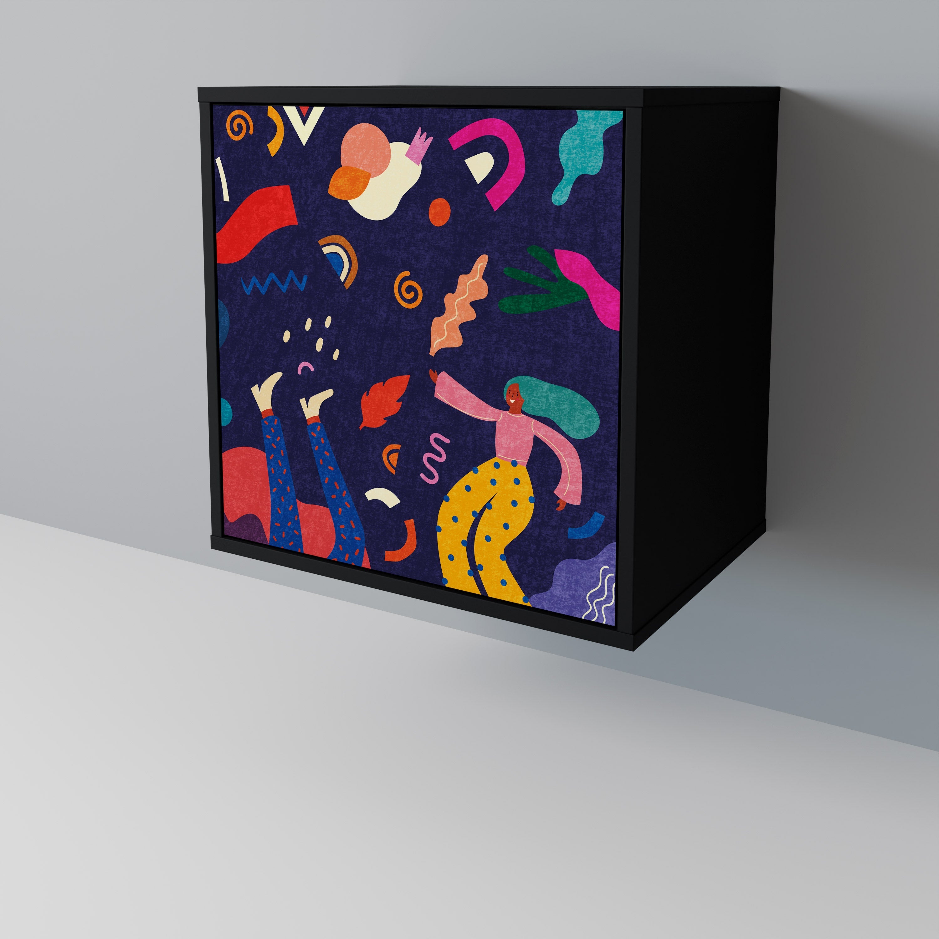 FESTIVE PLEASURES Aparador de 1 Porta em Acabamento Preto