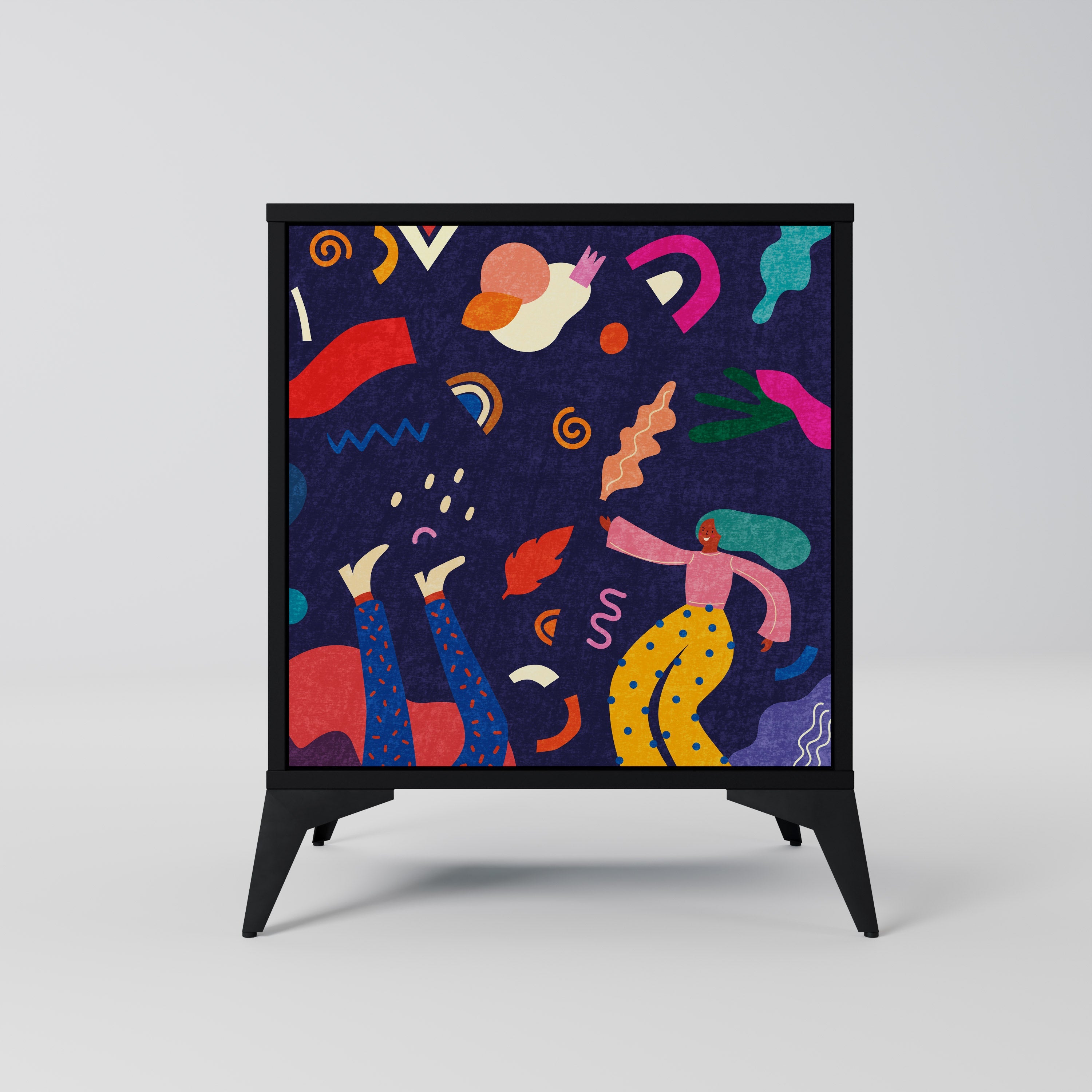 FESTIVE PLEASURES Aparador de 1 Porta em Acabamento Preto