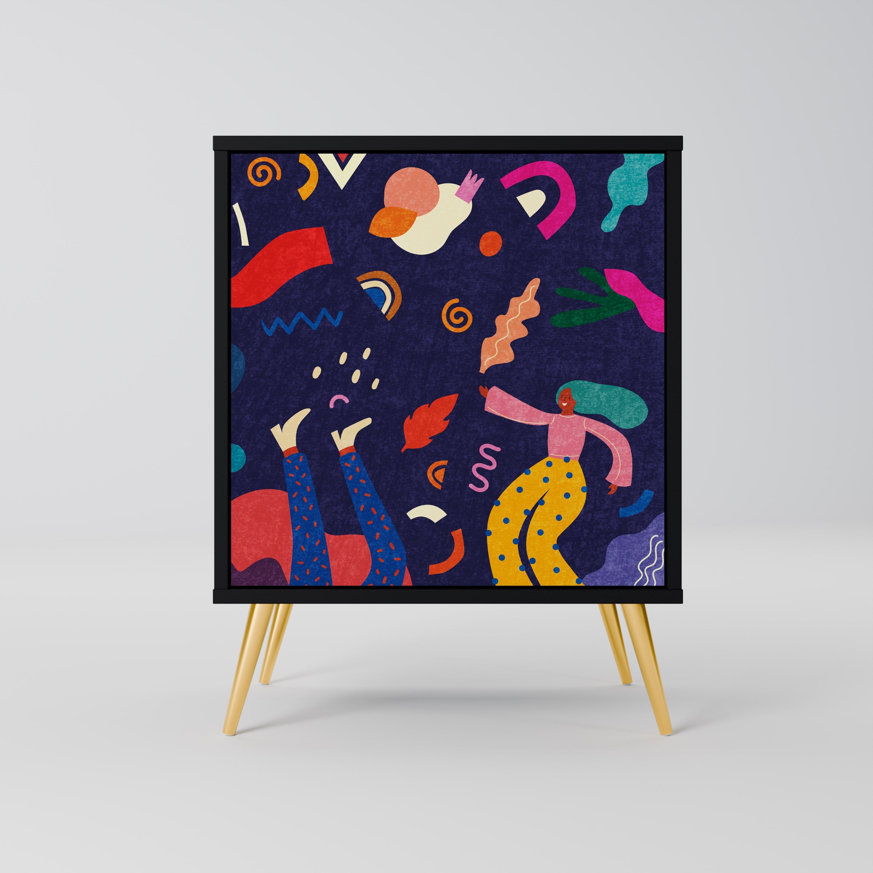 FESTIVE PLEASURES Aparador de 1 Porta em Acabamento Preto