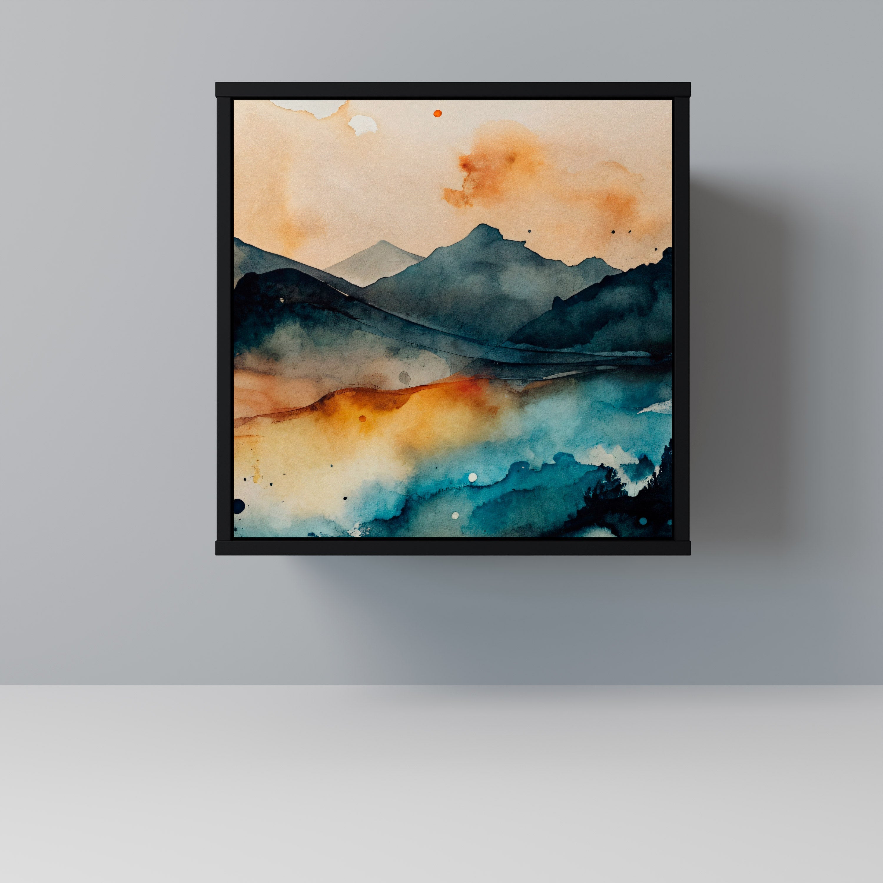 OMINOUS MOUNTAINS Aparador de 1 Porta em Acabamento Preto