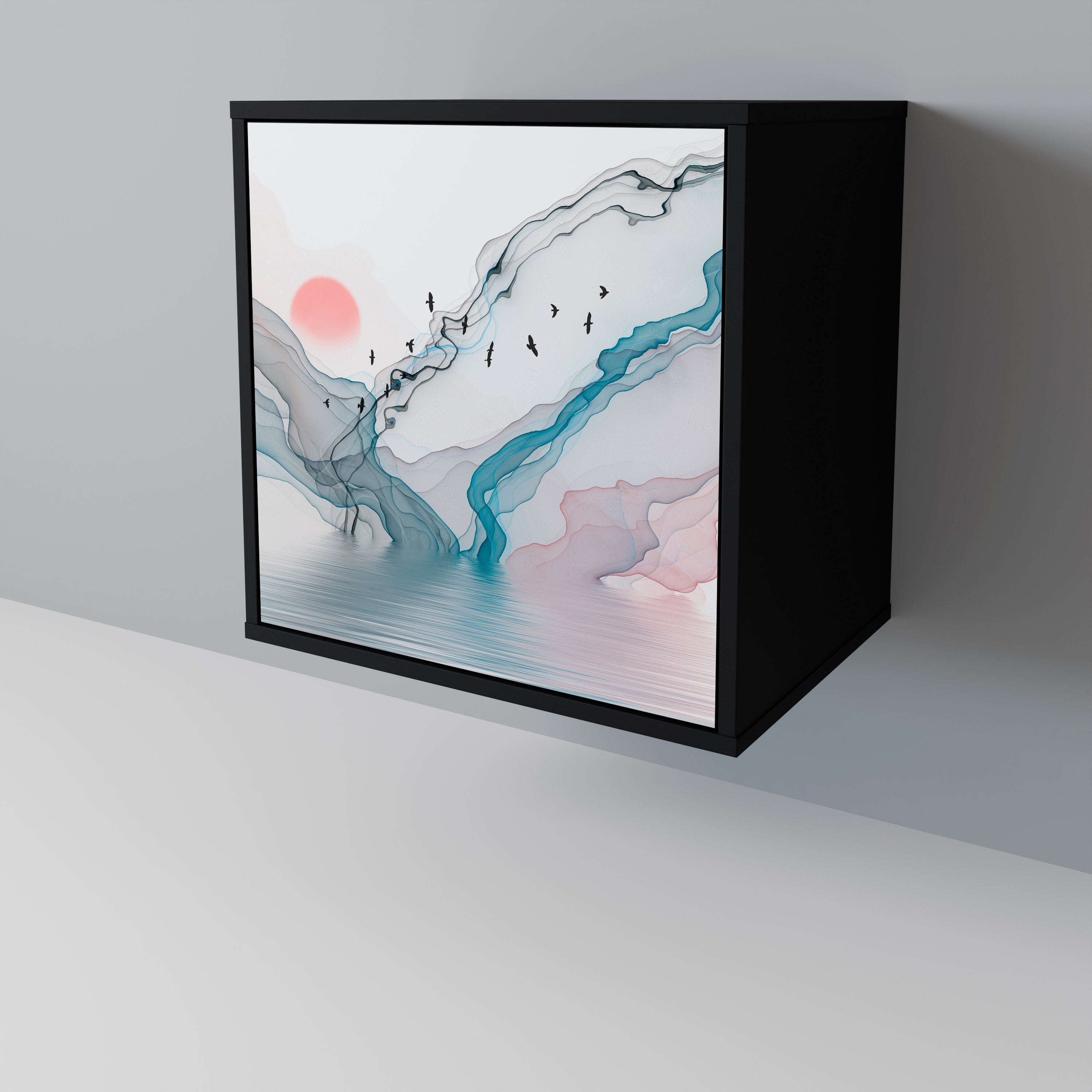 VELVET CROSSING Aparador de 1 Porta em Acabamento Preto