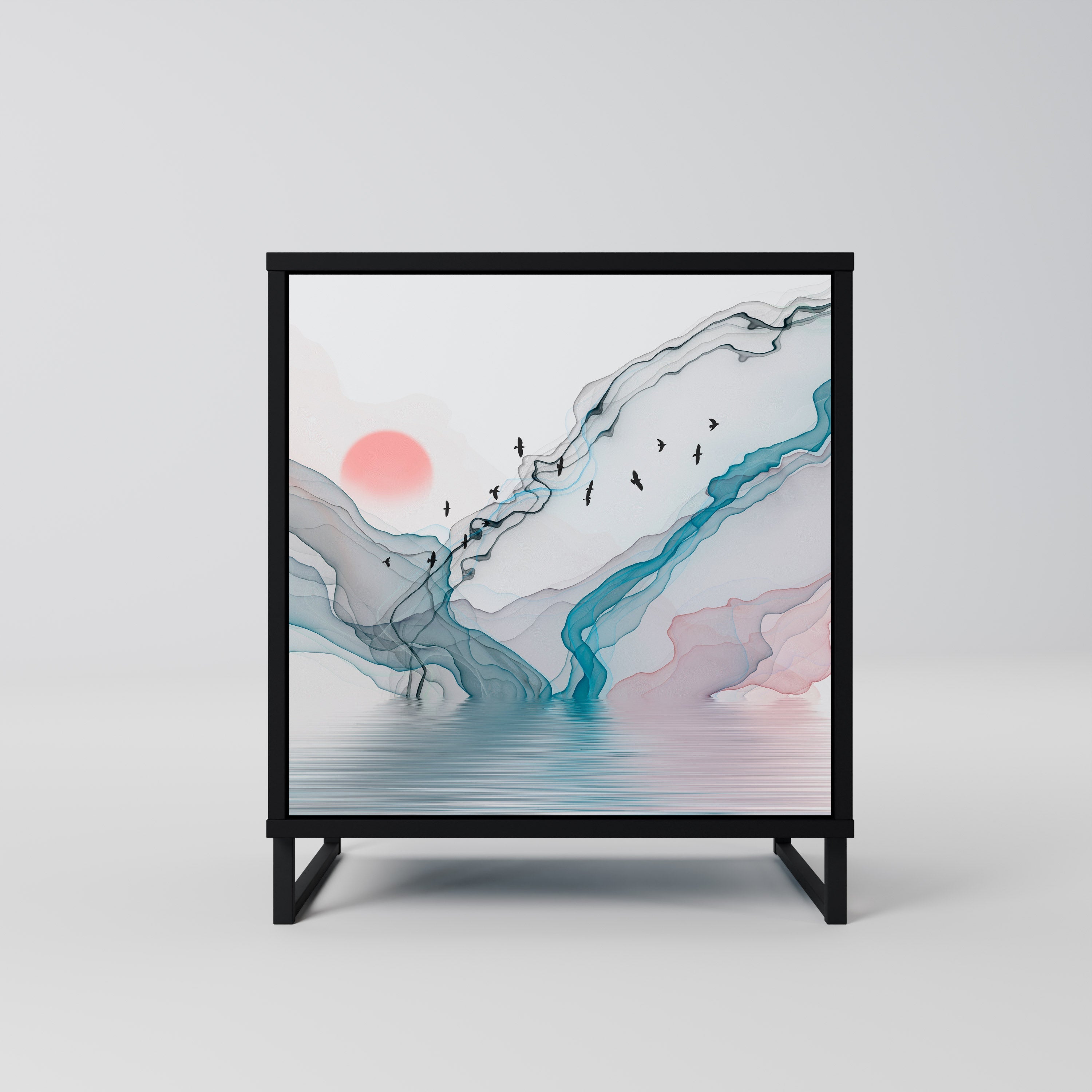 VELVET CROSSING Aparador de 1 Porta em Acabamento Preto