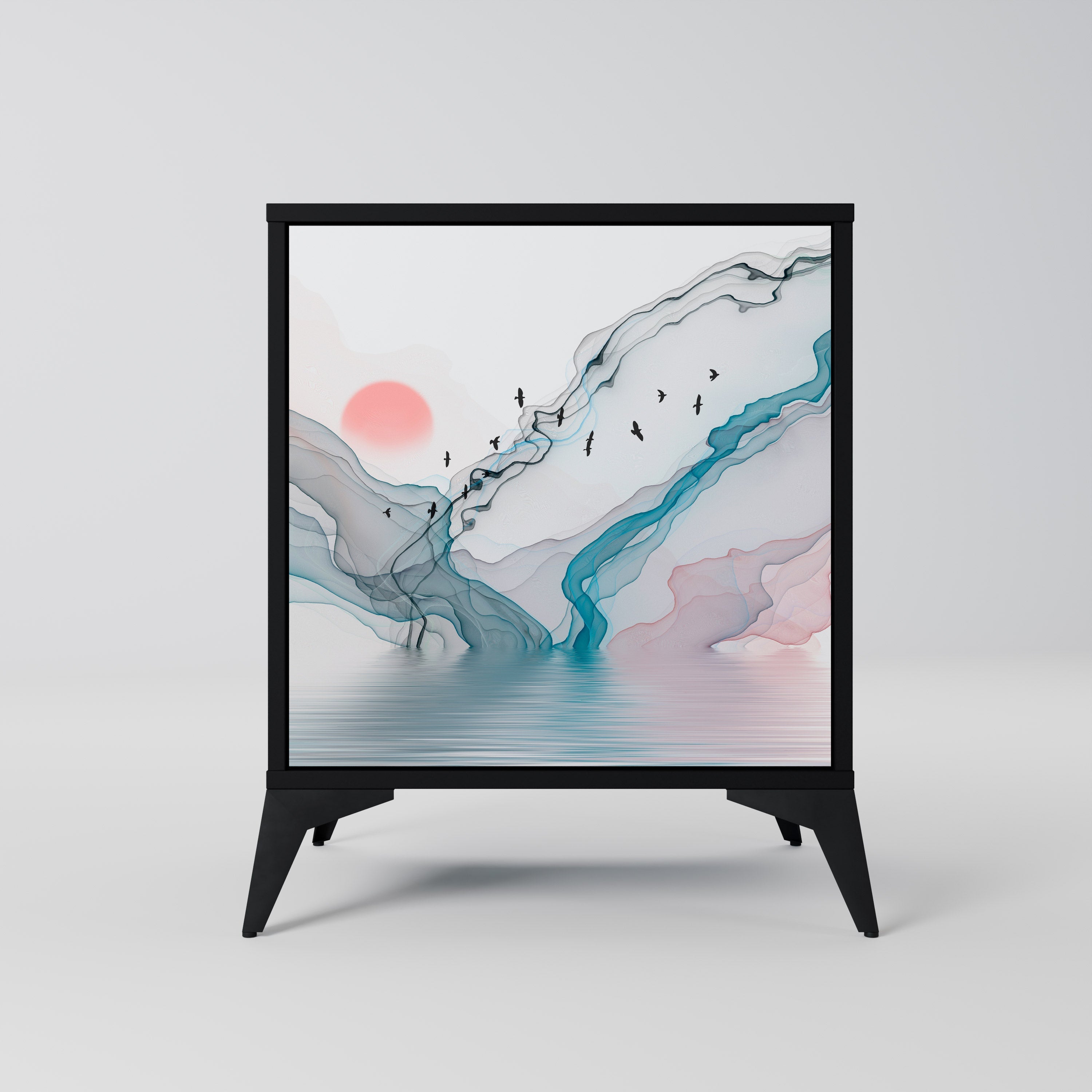 VELVET CROSSING Aparador de 1 Porta em Acabamento Preto