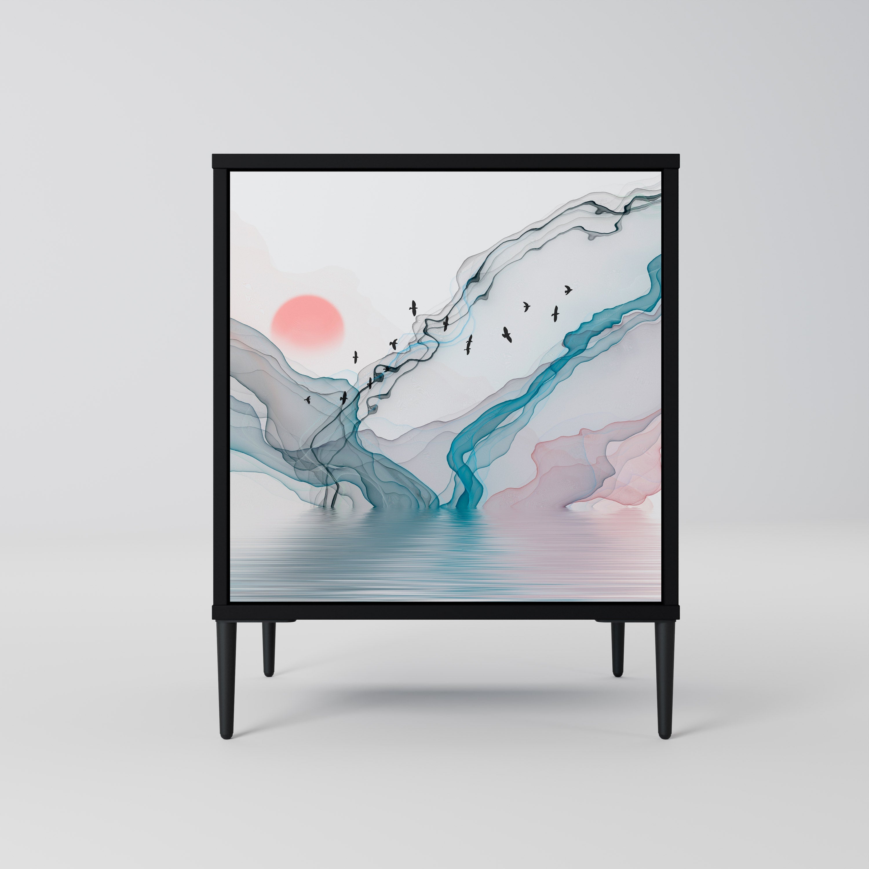 VELVET CROSSING Aparador de 1 Porta em Acabamento Preto