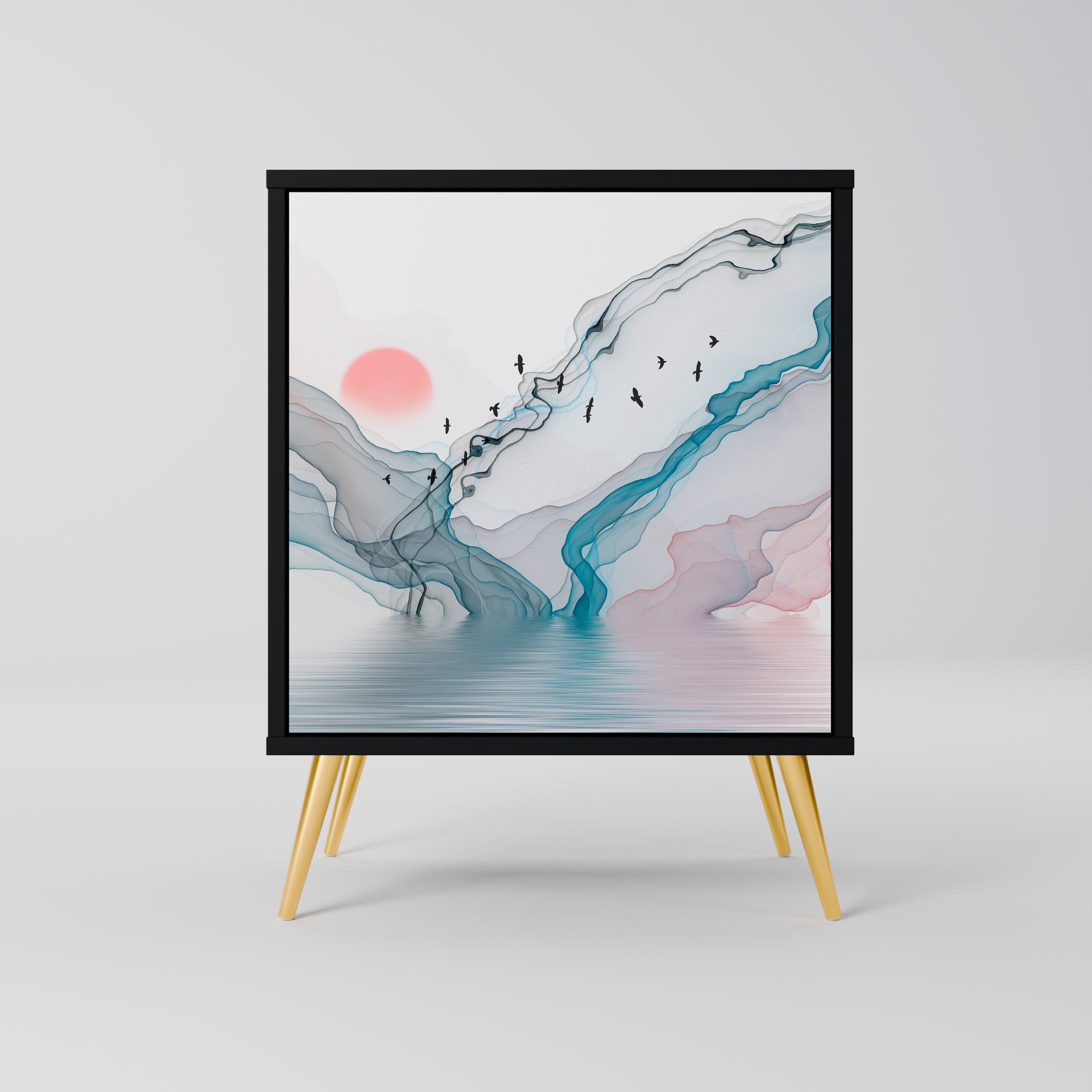 VELVET CROSSING Aparador de 1 Porta em Acabamento Preto