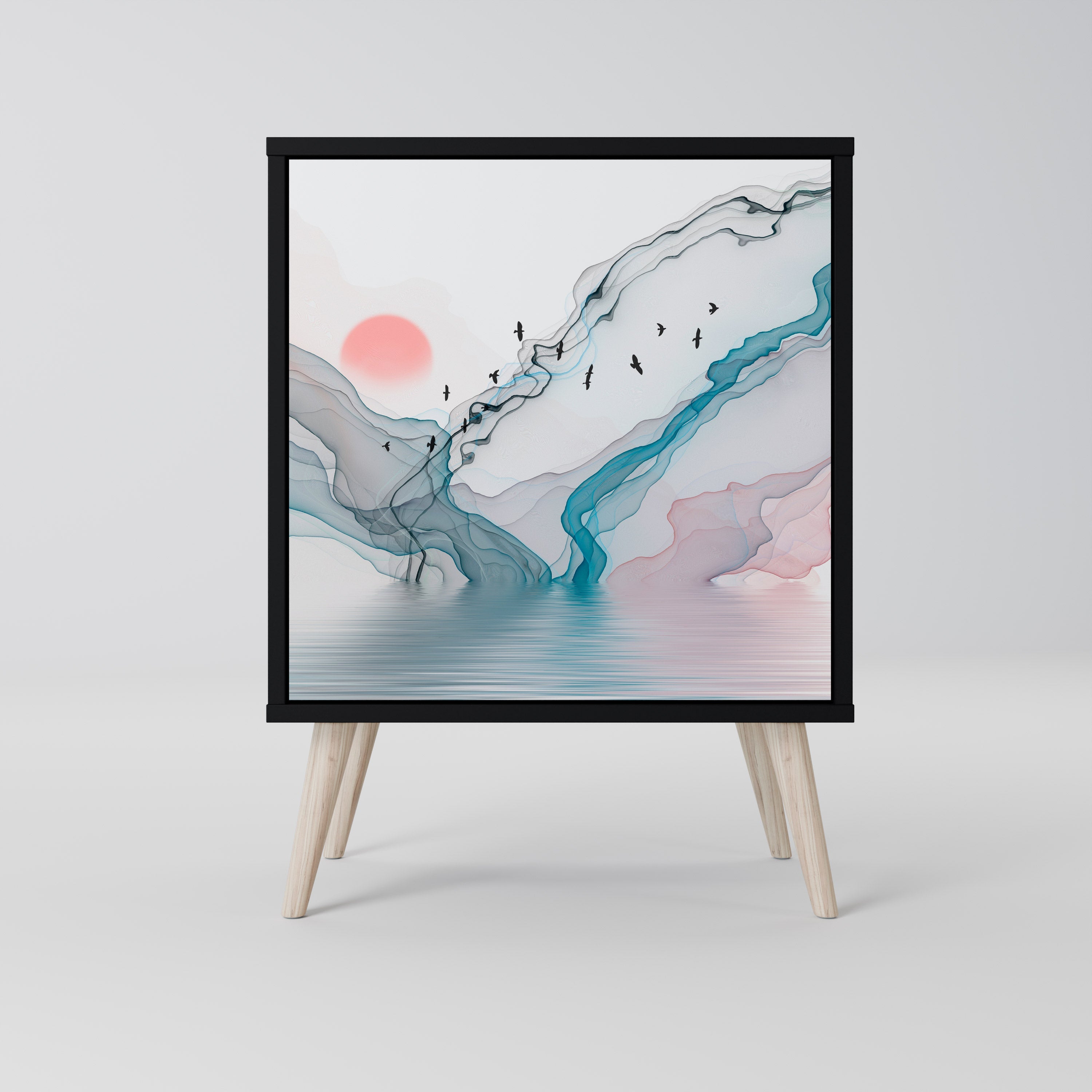 VELVET CROSSING Aparador de 1 Porta em Acabamento Preto