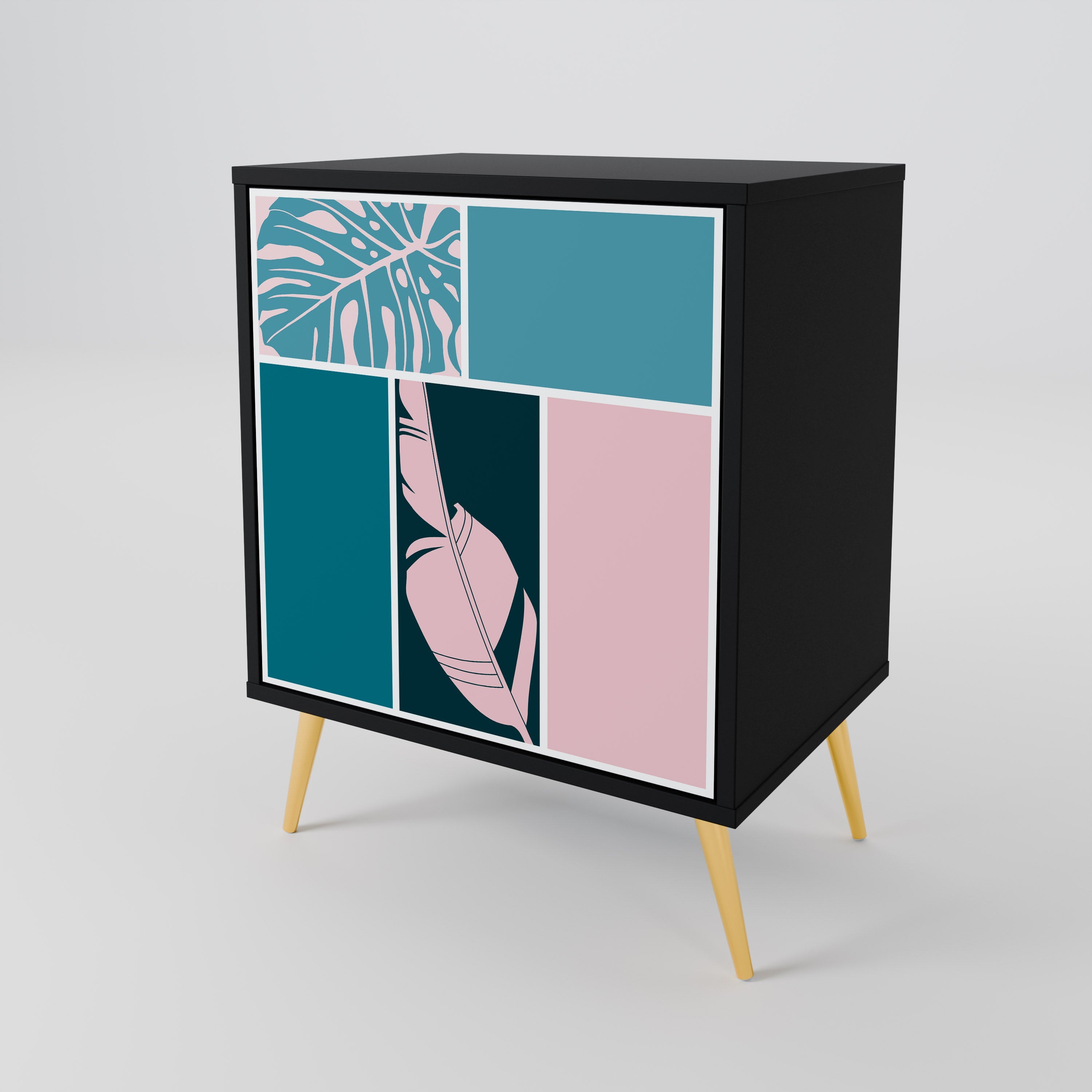 COMBINATION OF SHAPES Aparador de 1 Porta em Acabamento Preto