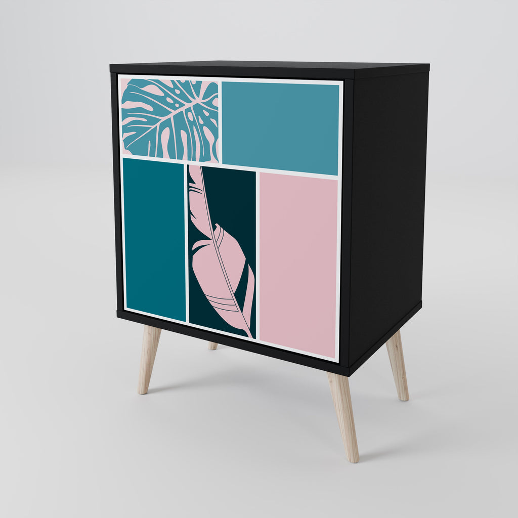 COMBINATION OF SHAPES Aparador de 1 Porta em Acabamento Preto