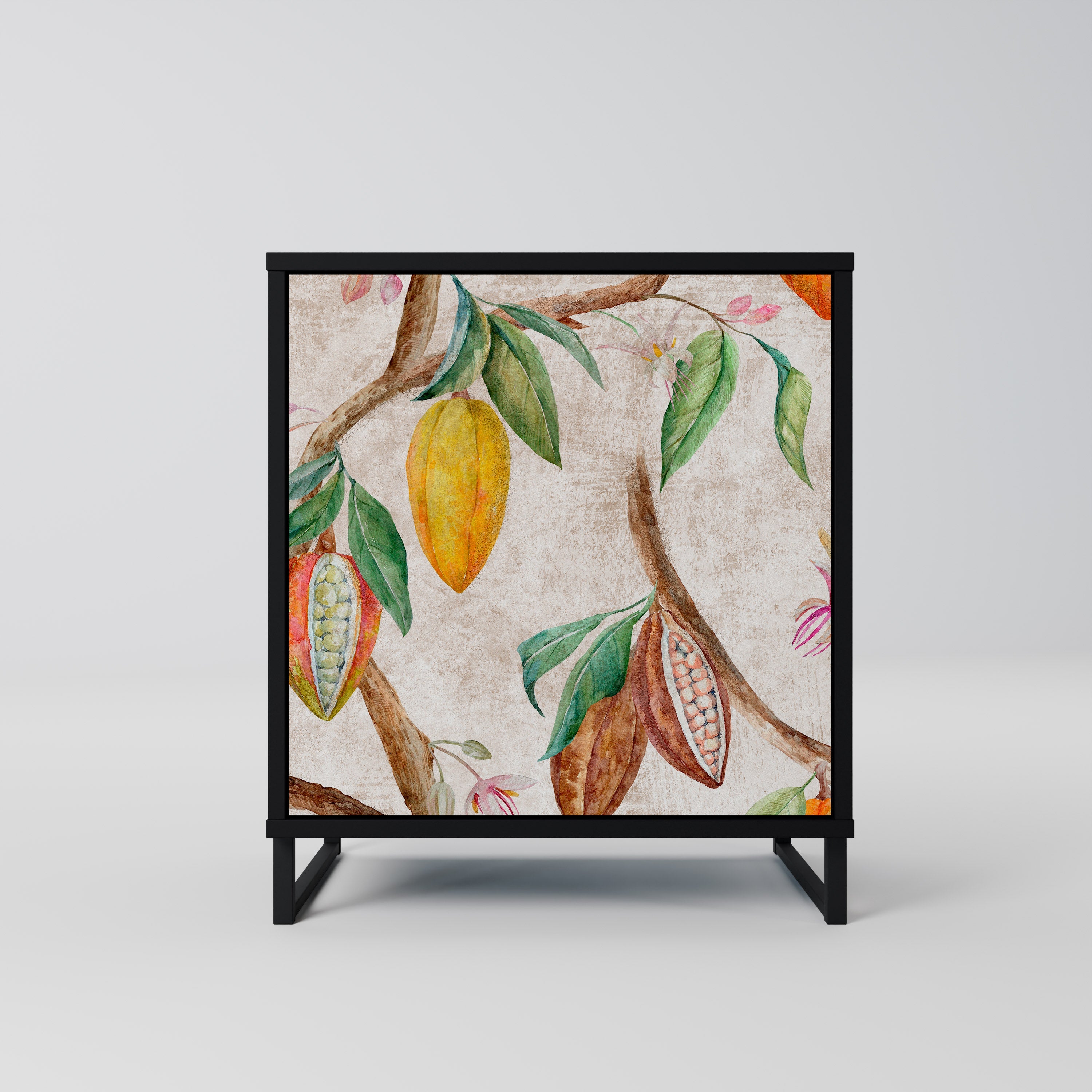 COCOA FRUITS Aparador de 1 Porta em Acabamento Preto