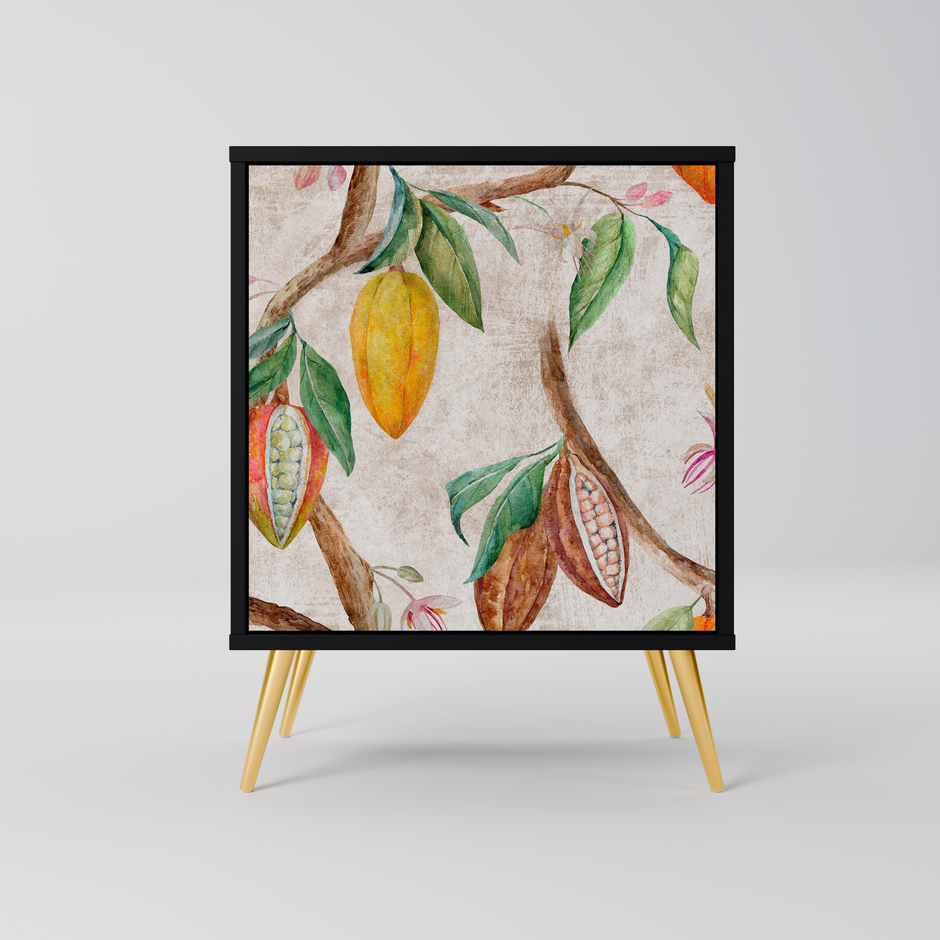 COCOA FRUITS Aparador de 1 Porta em Acabamento Preto