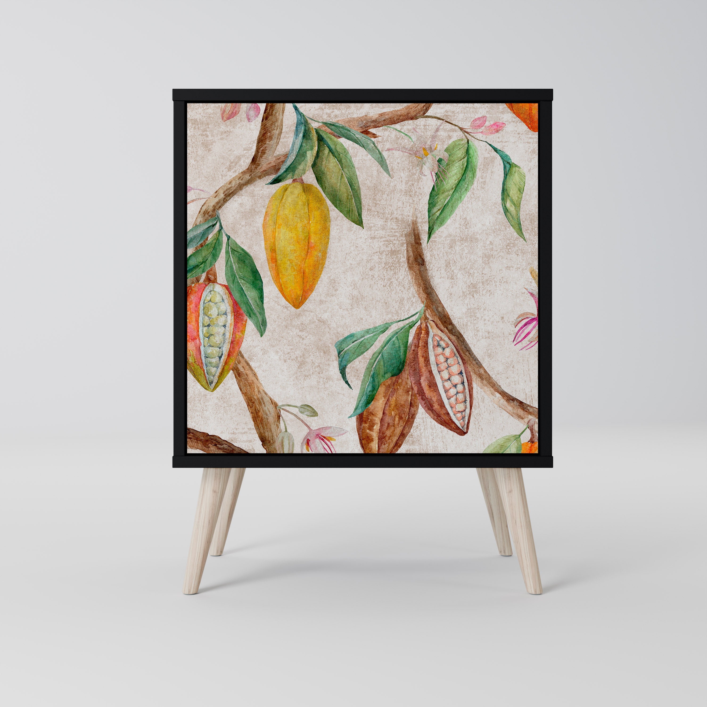 COCOA FRUITS Aparador de 1 Porta em Acabamento Preto