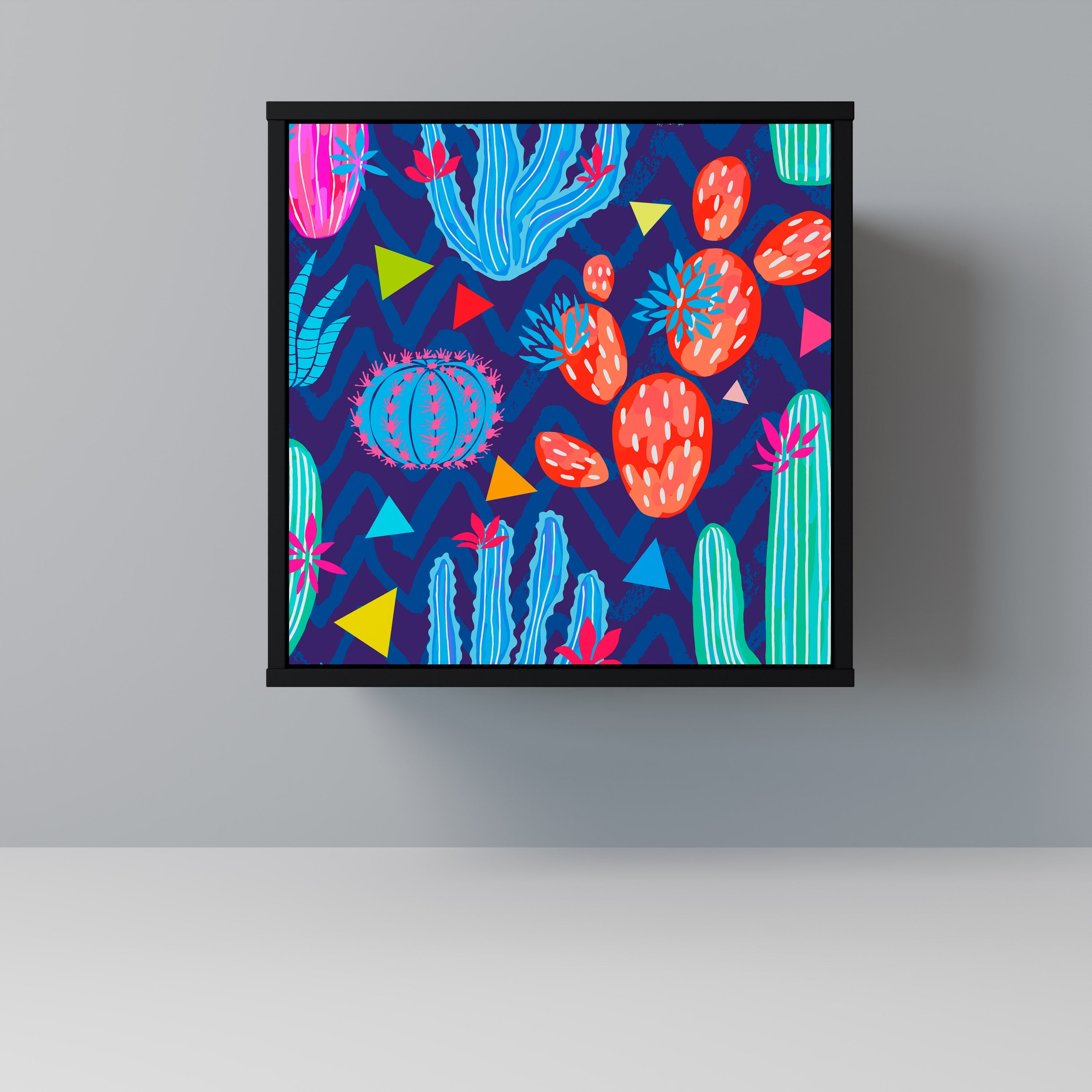 CACTUS VIBES Aparador de 1 Porta em Acabamento Preto