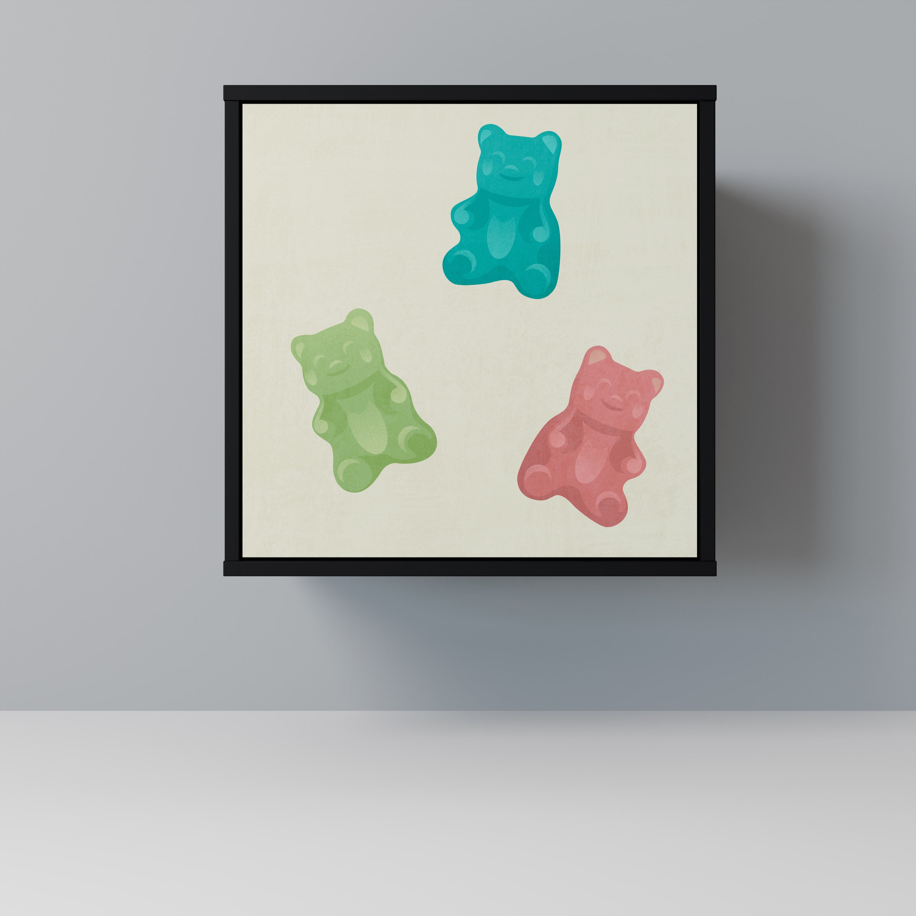 GUMMY BEARS Aparador de 1 Porta em Acabamento Preto