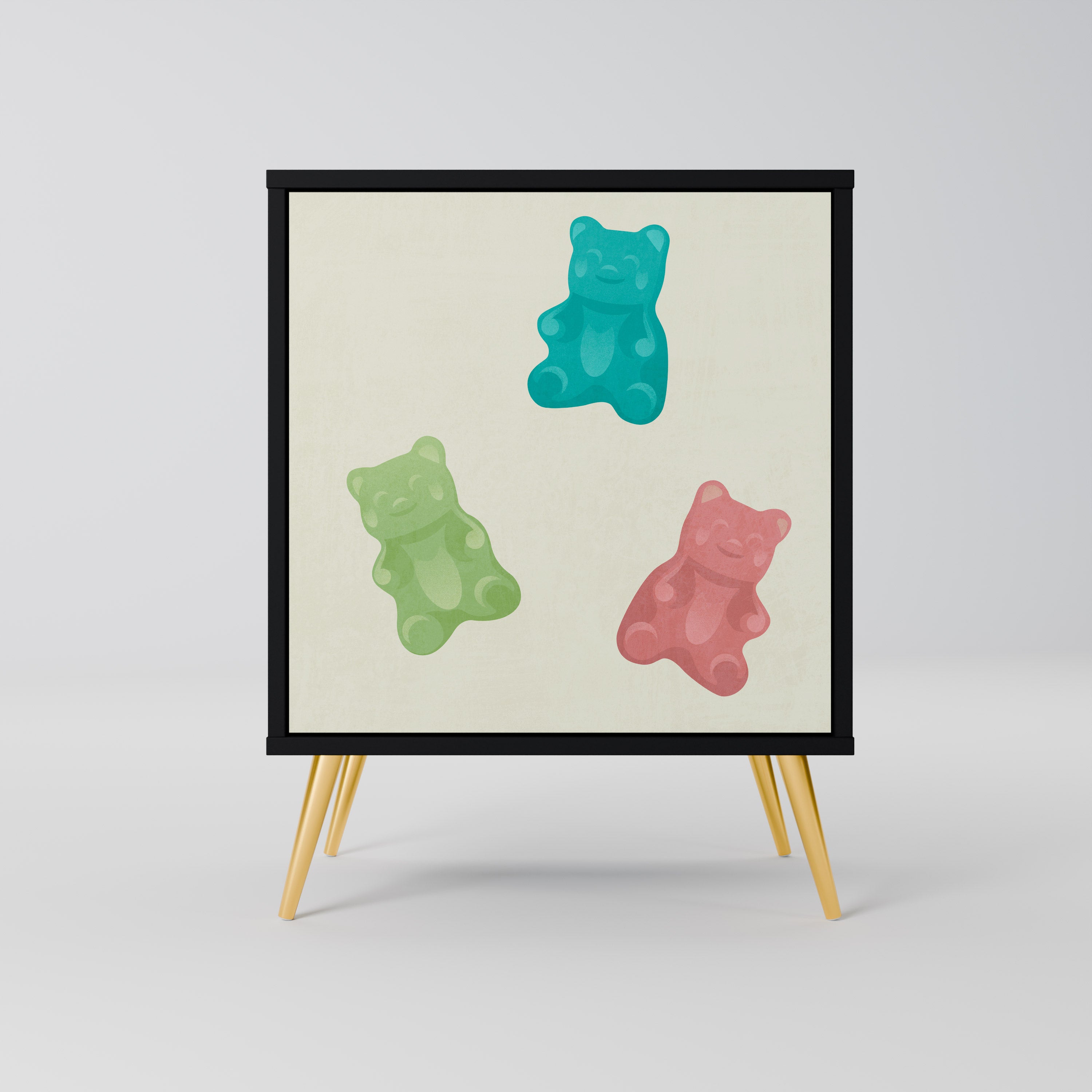 GUMMY BEARS Aparador de 1 Porta em Acabamento Preto