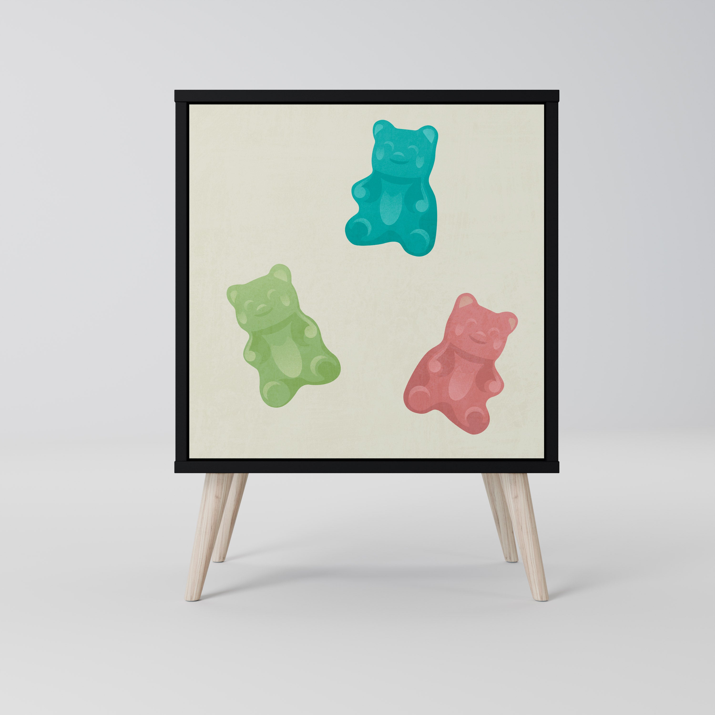 GUMMY BEARS Aparador de 1 Porta em Acabamento Preto