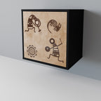 AFRICAN STYLE Aparador de 1 Porta em Acabamento Preto