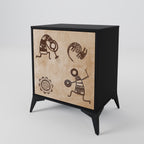 AFRICAN STYLE Aparador de 1 Porta em Acabamento Preto