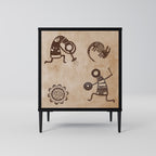 AFRICAN STYLE Aparador de 1 Porta em Acabamento Preto