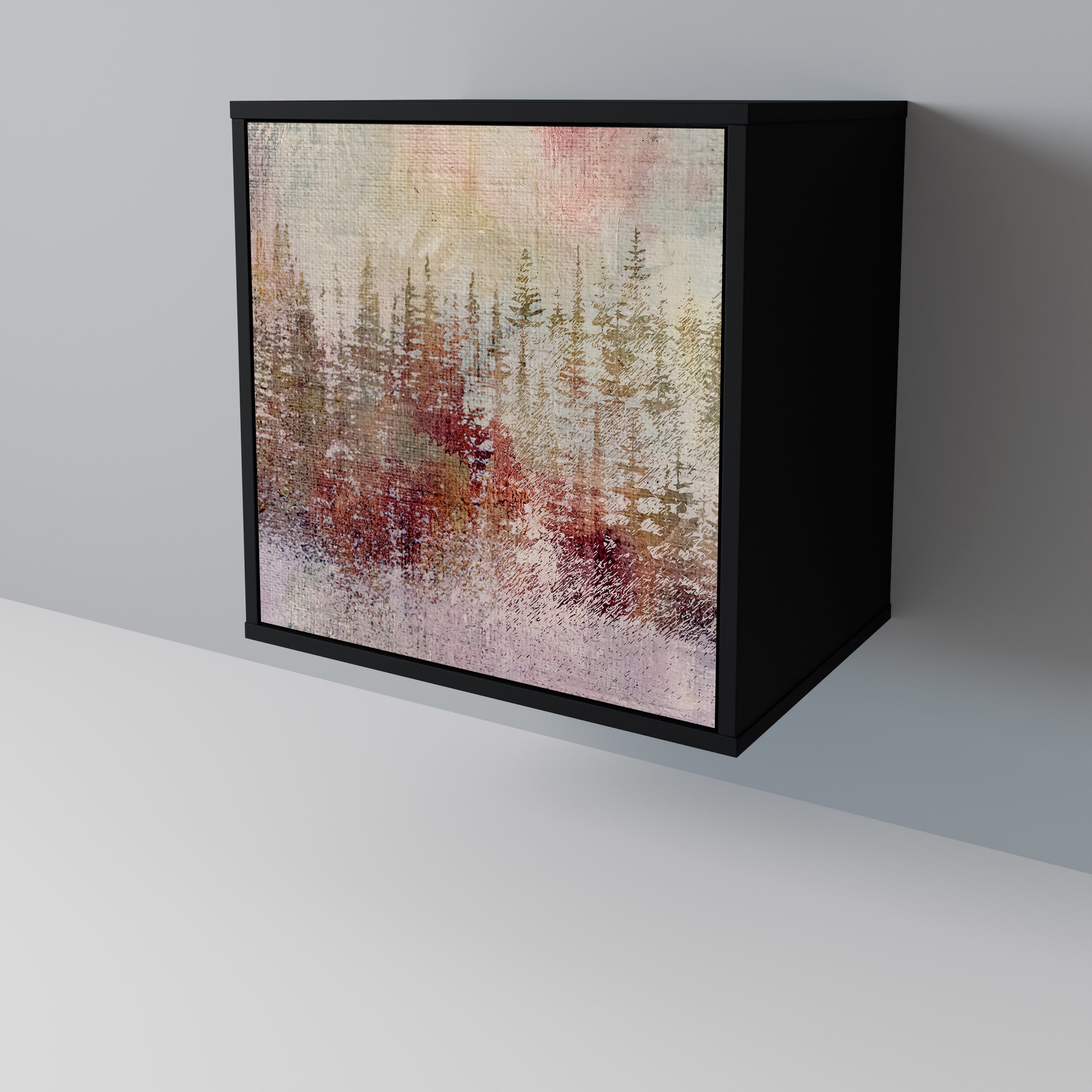 VEILED SUMMIT Aparador de 1 Porta em Acabamento Preto