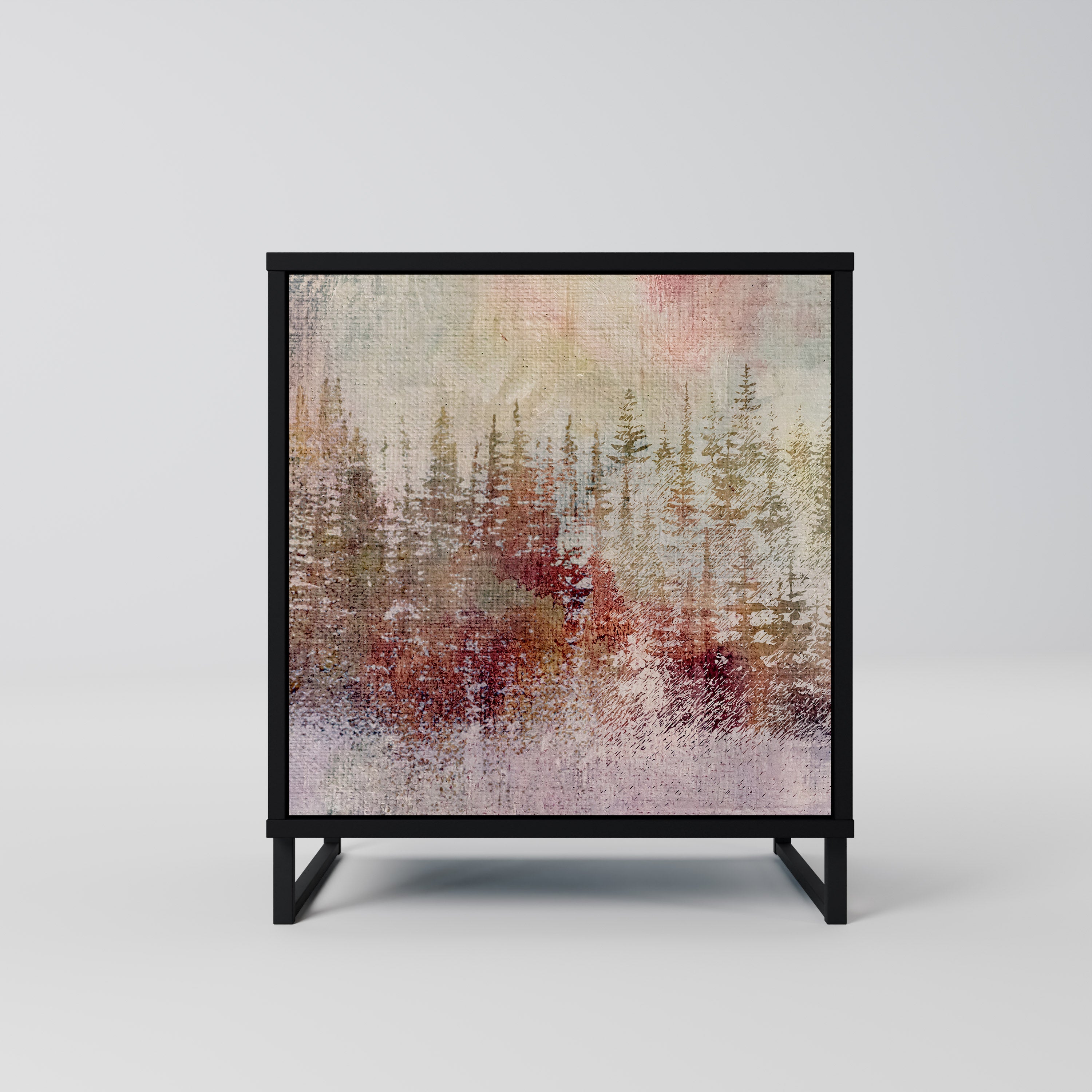 VEILED SUMMIT Aparador de 1 Porta em Acabamento Preto