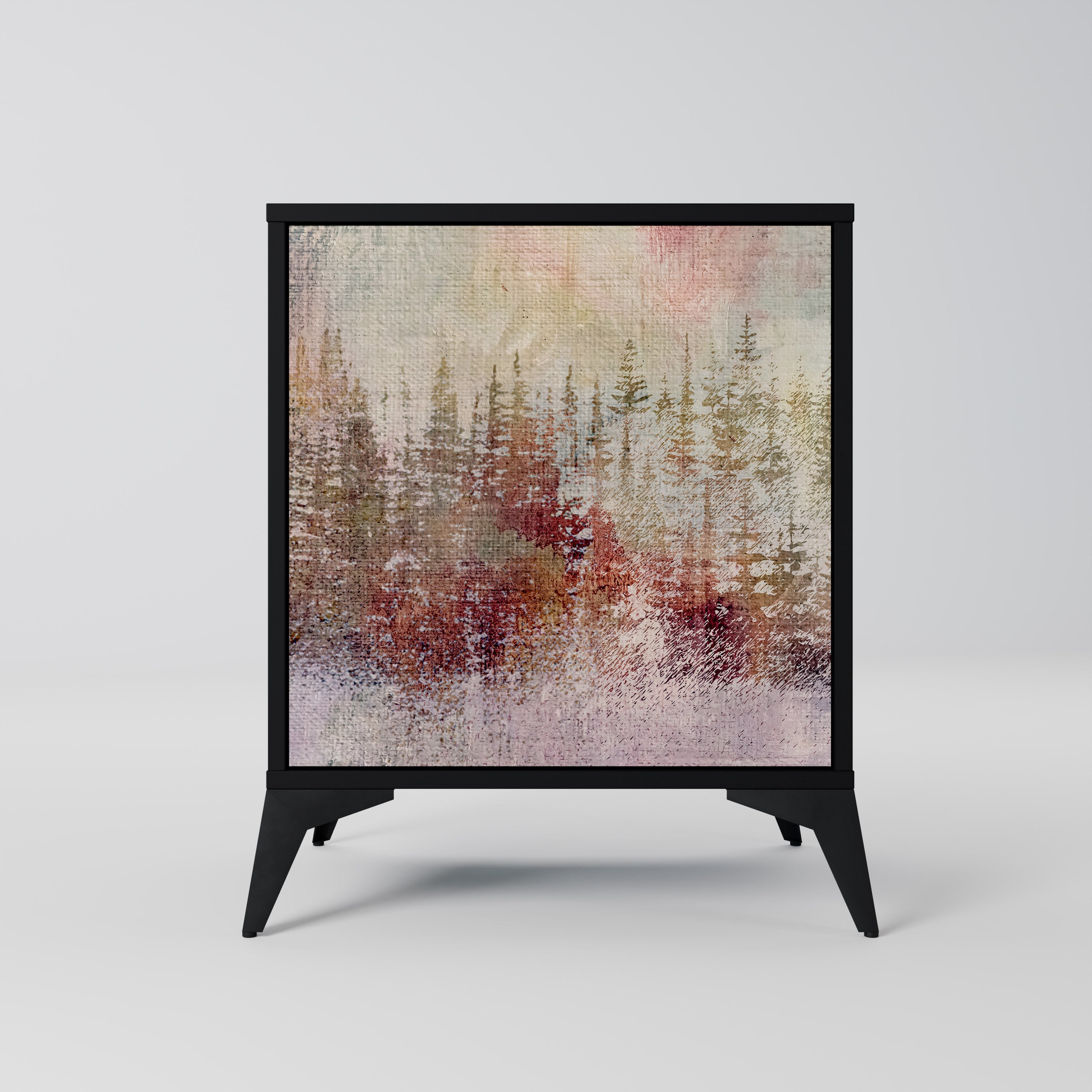 VEILED SUMMIT Aparador de 1 Porta em Acabamento Preto