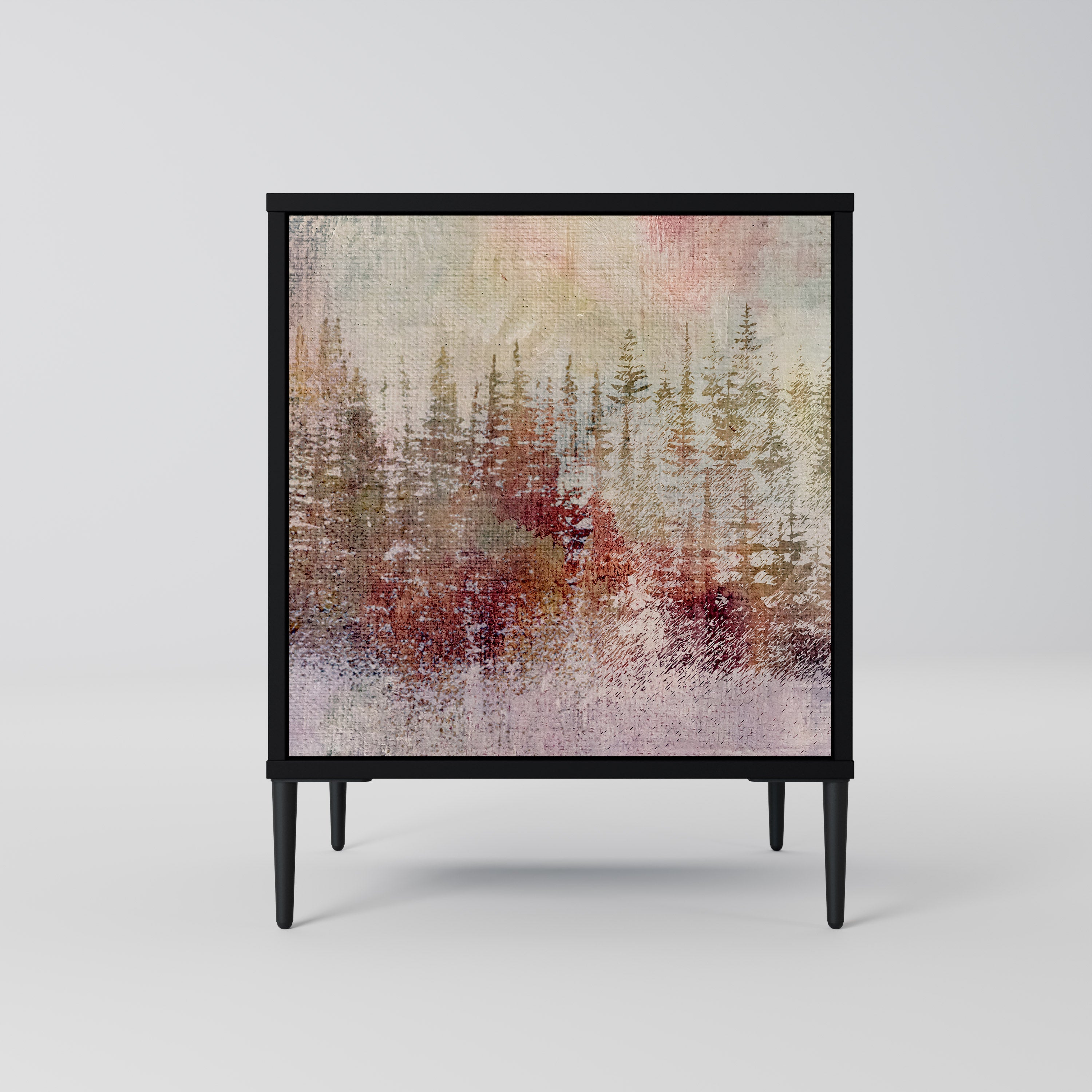 VEILED SUMMIT Aparador de 1 Porta em Acabamento Preto