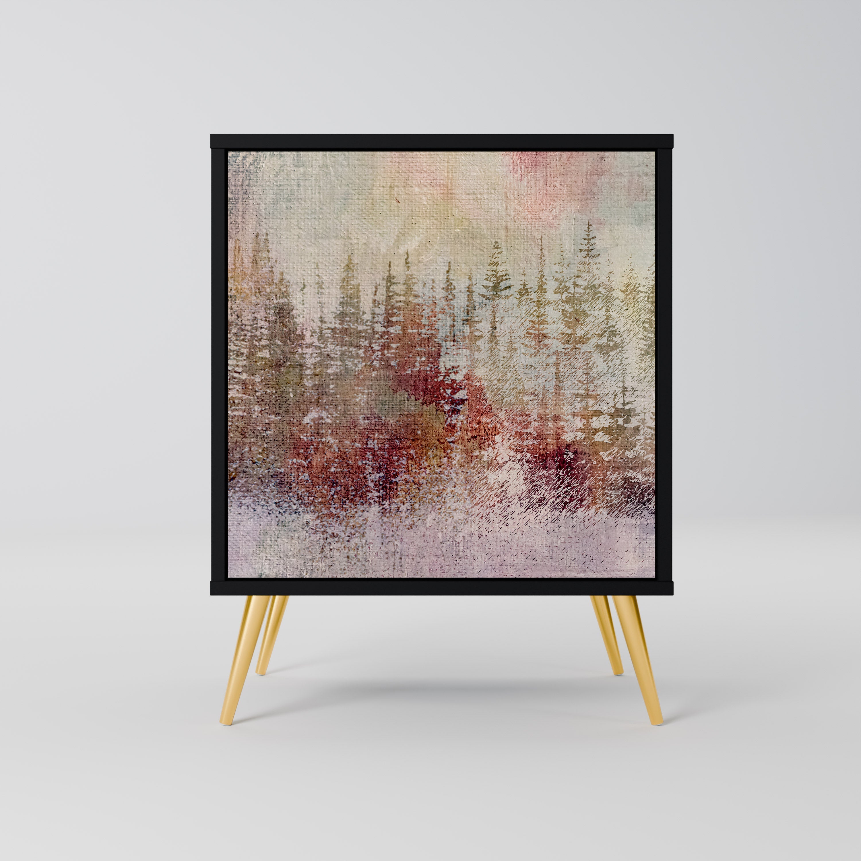 VEILED SUMMIT Aparador de 1 Porta em Acabamento Preto