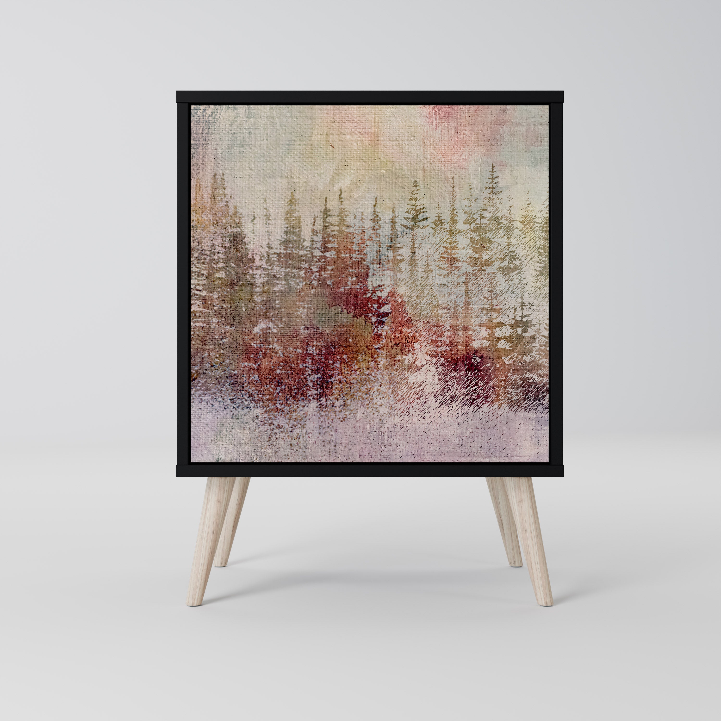 VEILED SUMMIT Aparador de 1 Porta em Acabamento Preto