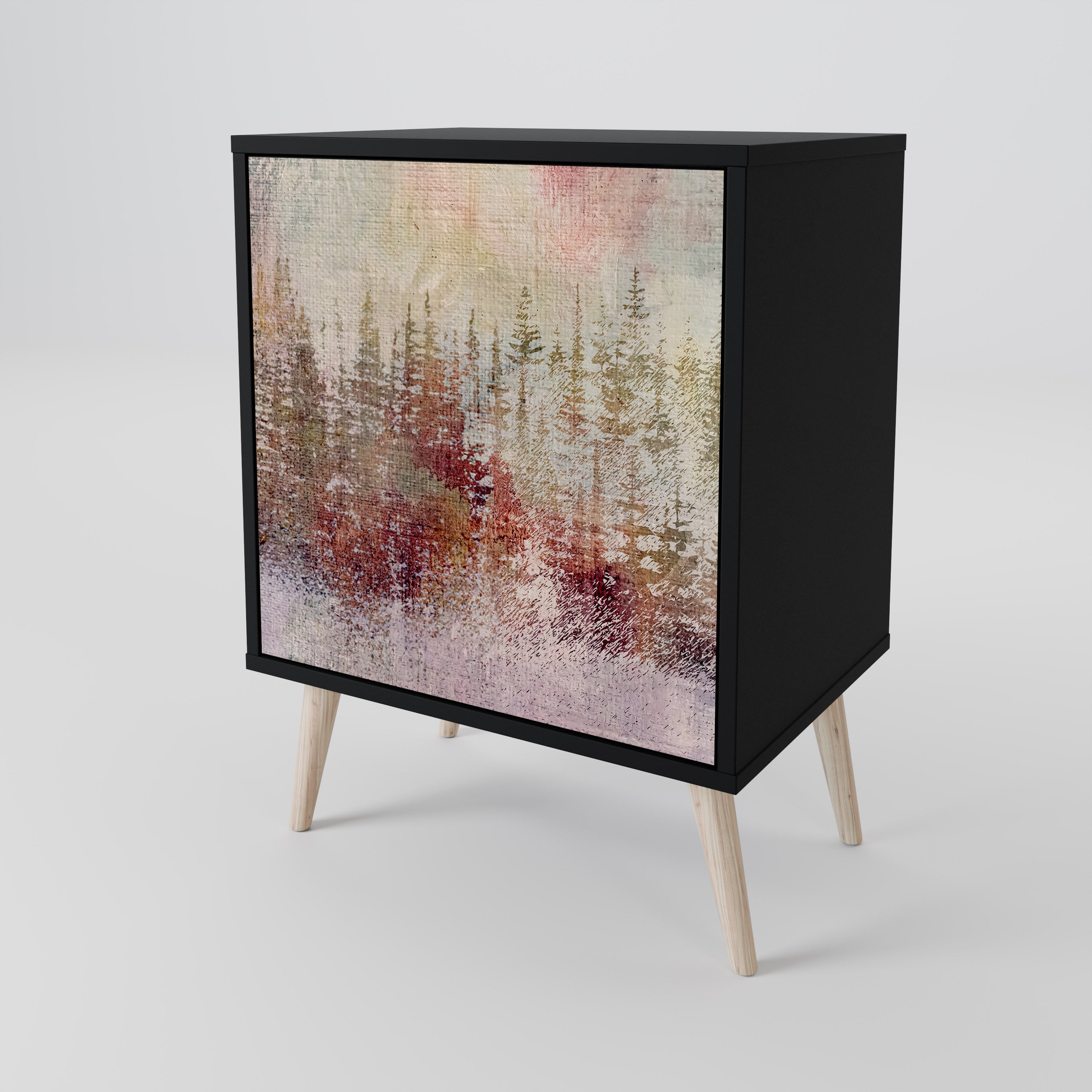 VEILED SUMMIT Aparador de 1 Porta em Acabamento Preto