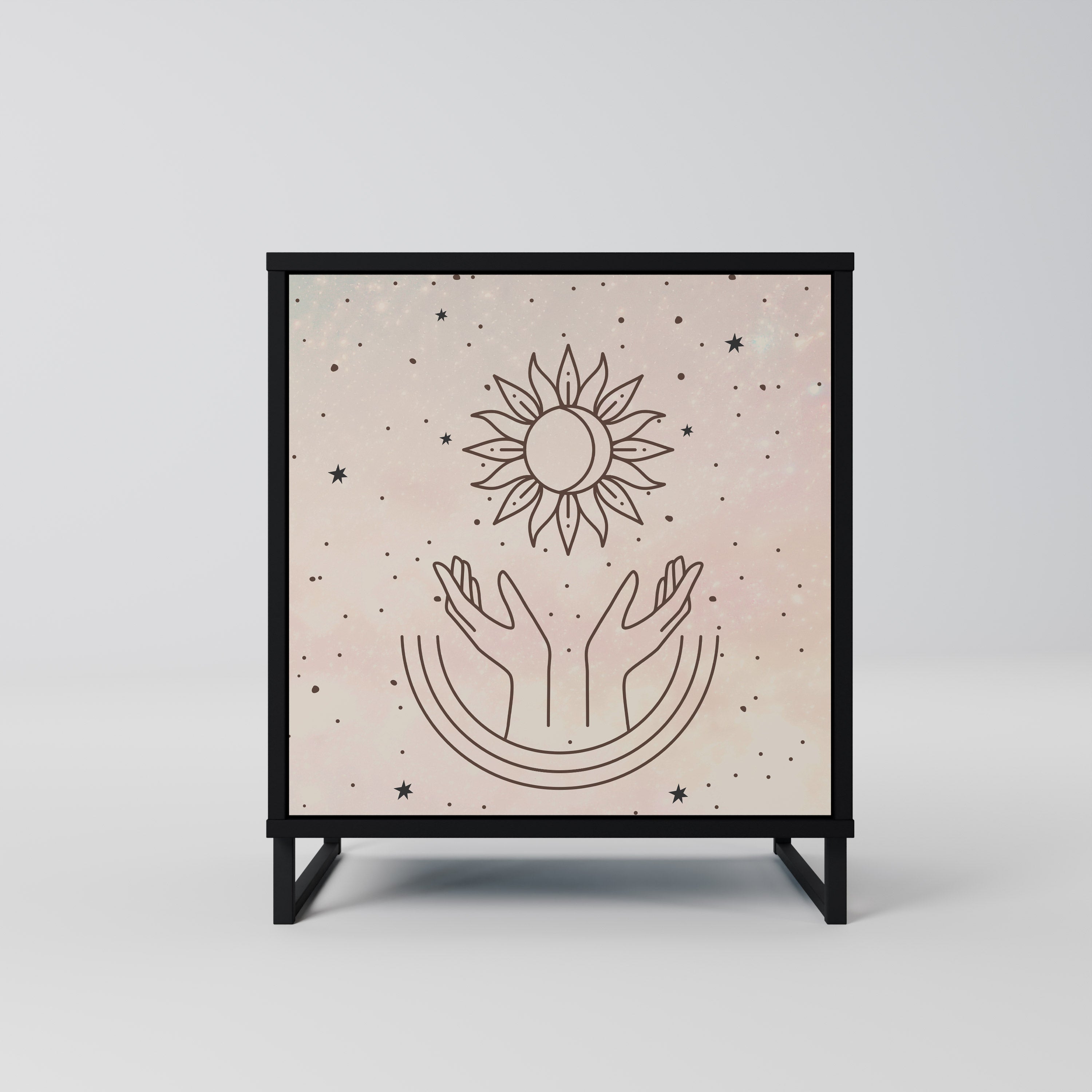 DELICATE BEAUTY Aparador de 1 Porta em Acabamento Preto