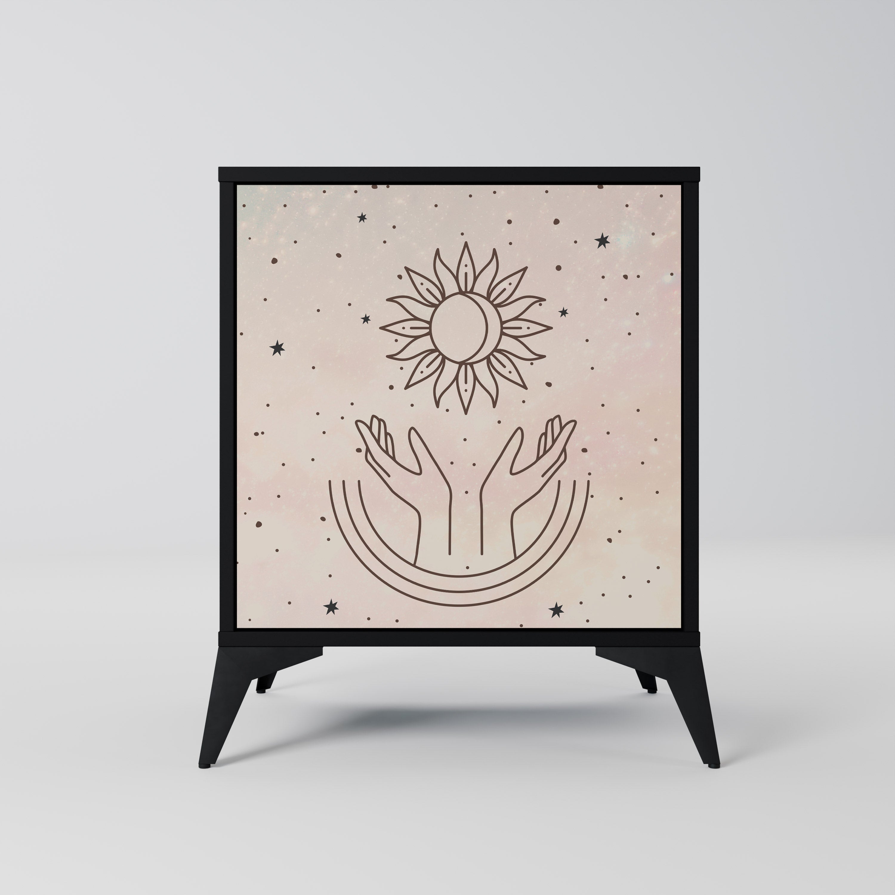 DELICATE BEAUTY Aparador de 1 Porta em Acabamento Preto