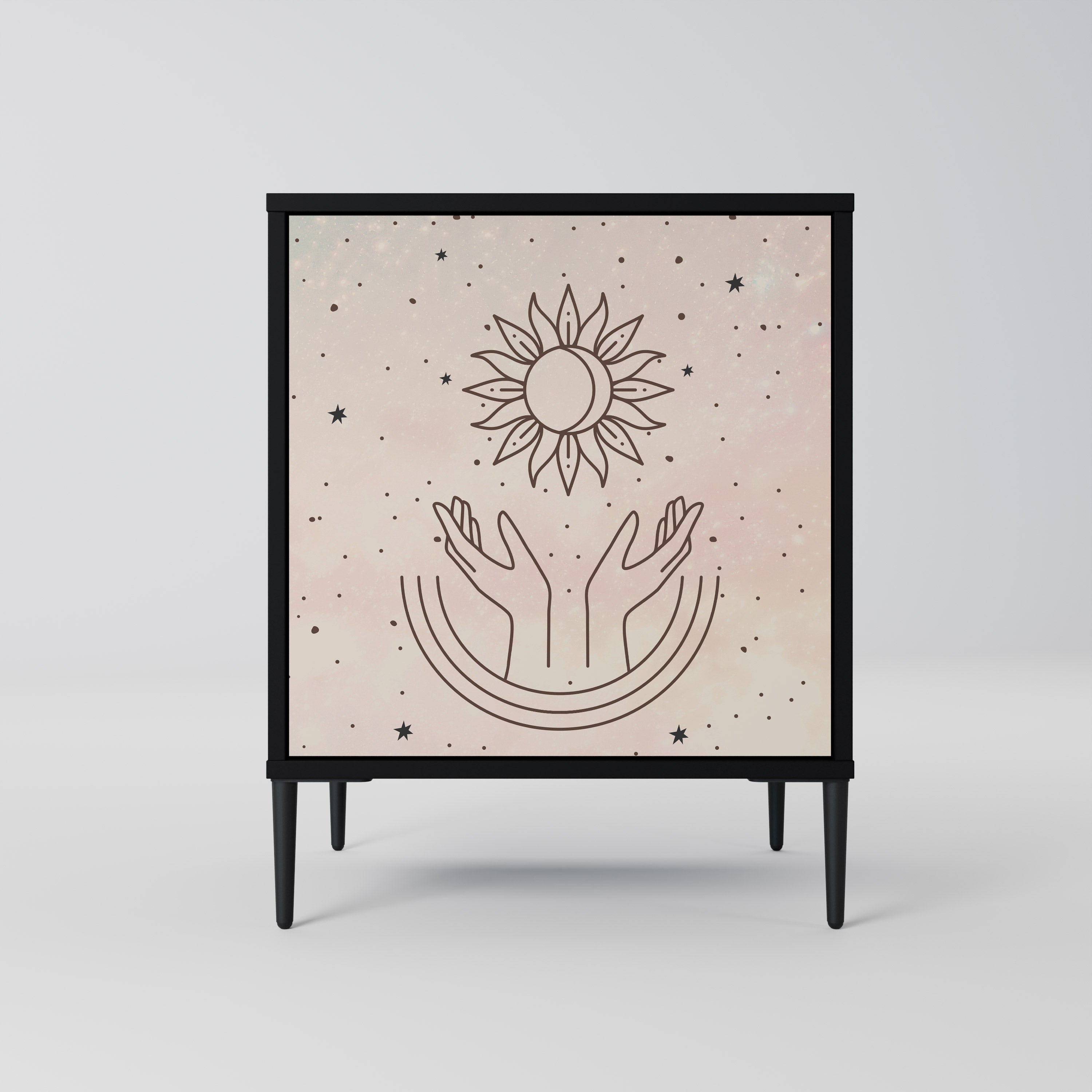 DELICATE BEAUTY Aparador de 1 Porta em Acabamento Preto