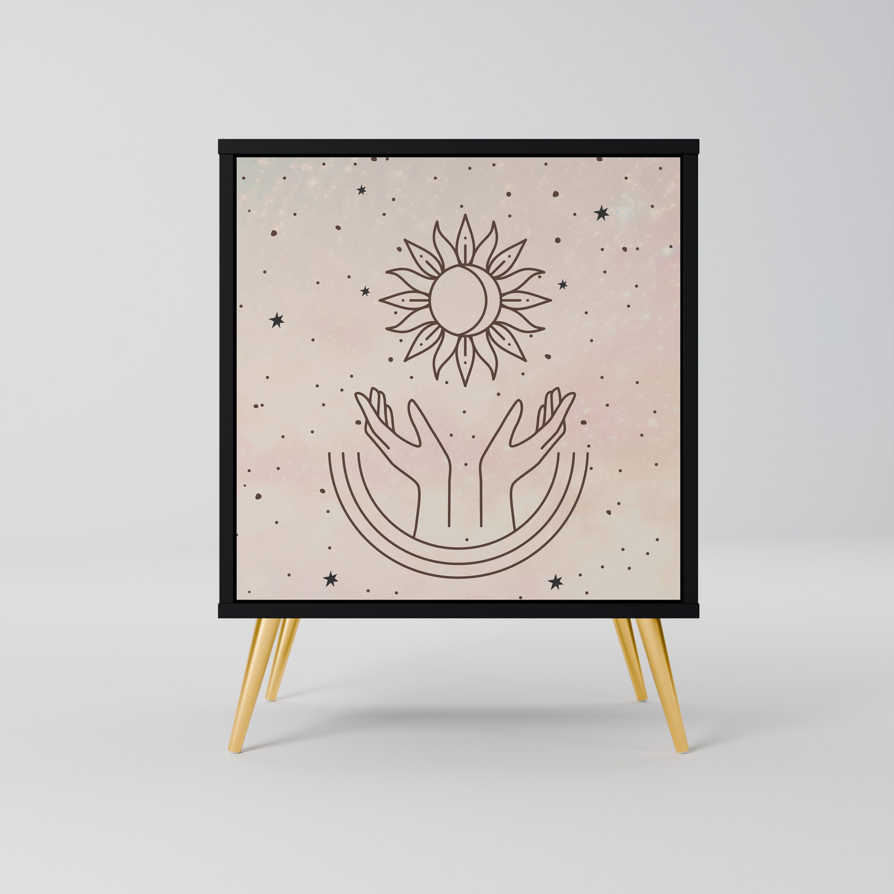 DELICATE BEAUTY Aparador de 1 Porta em Acabamento Preto