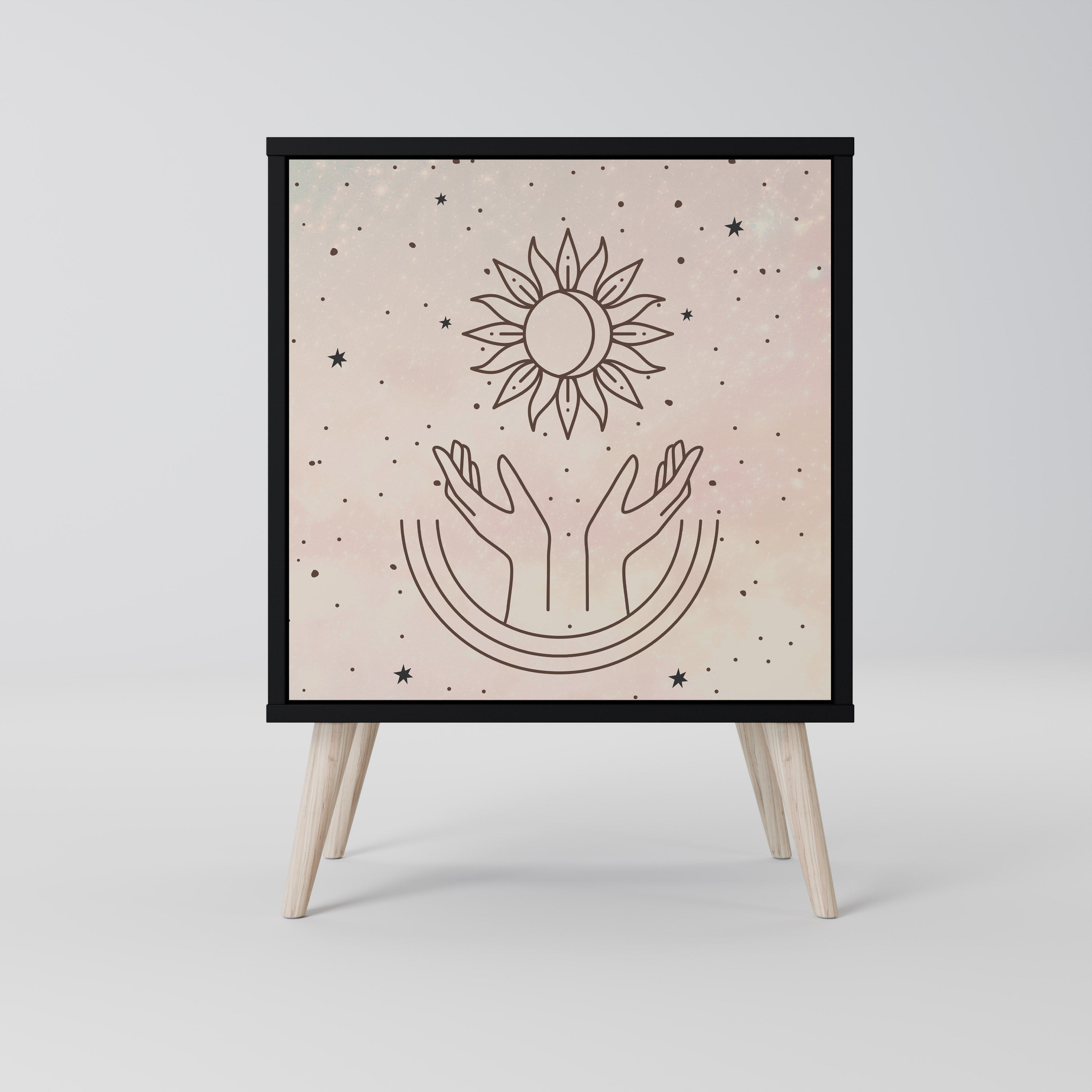 DELICATE BEAUTY Aparador de 1 Porta em Acabamento Preto